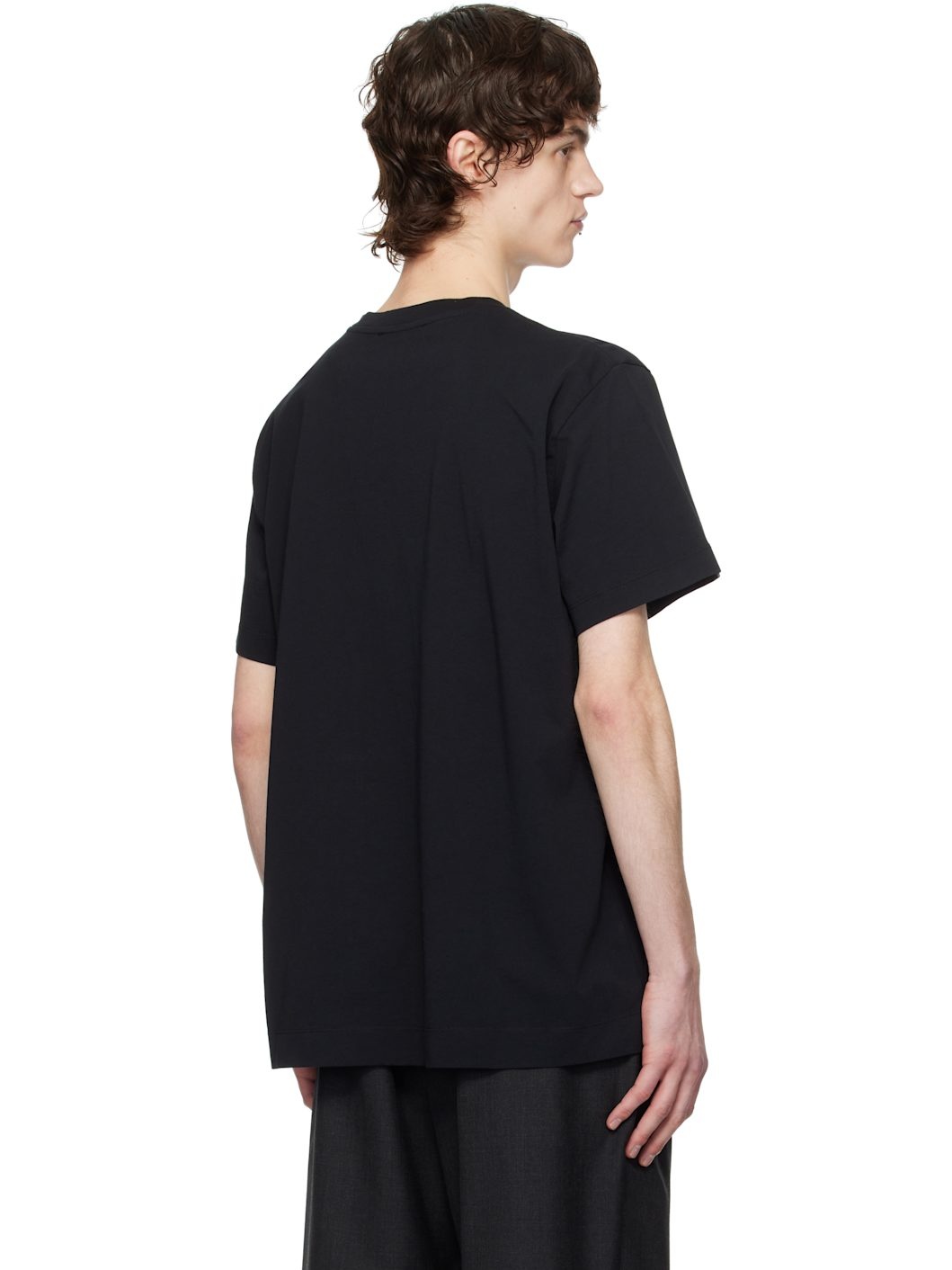 Black Carnation Print Short Sleeve T-shirt - 3