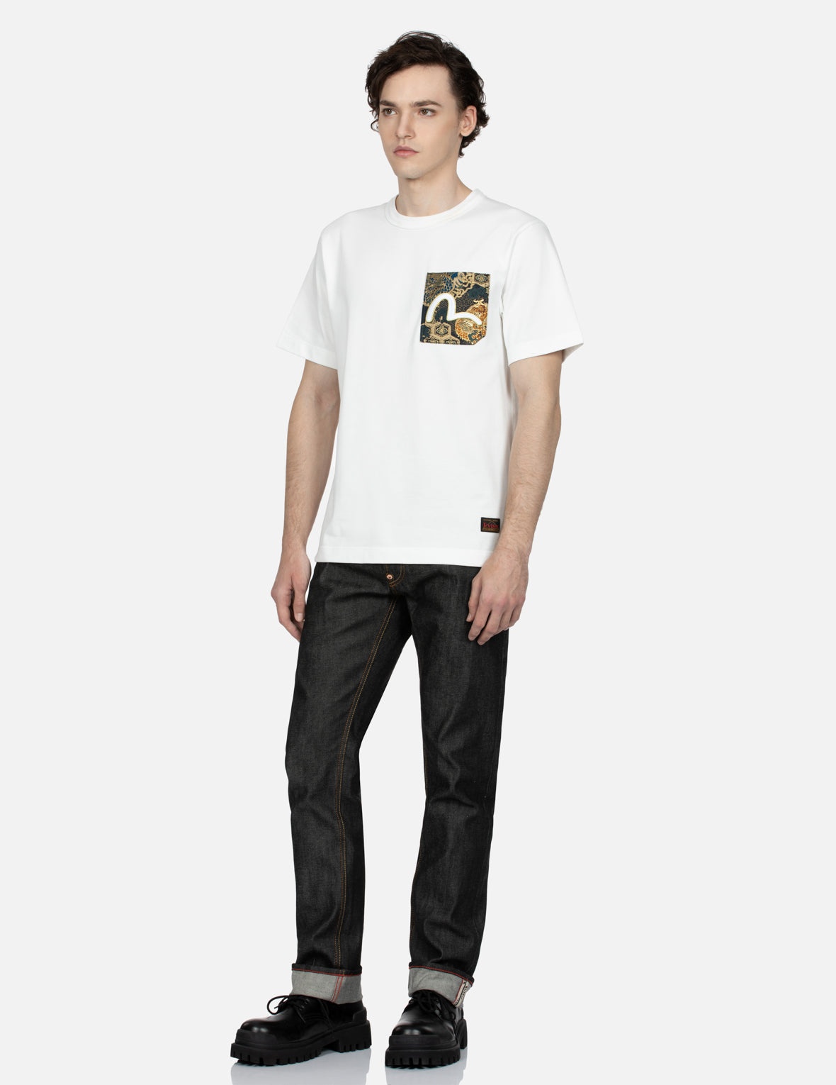 Seagull Textured Embroidery Slim Fit Jeans #2010 - 4