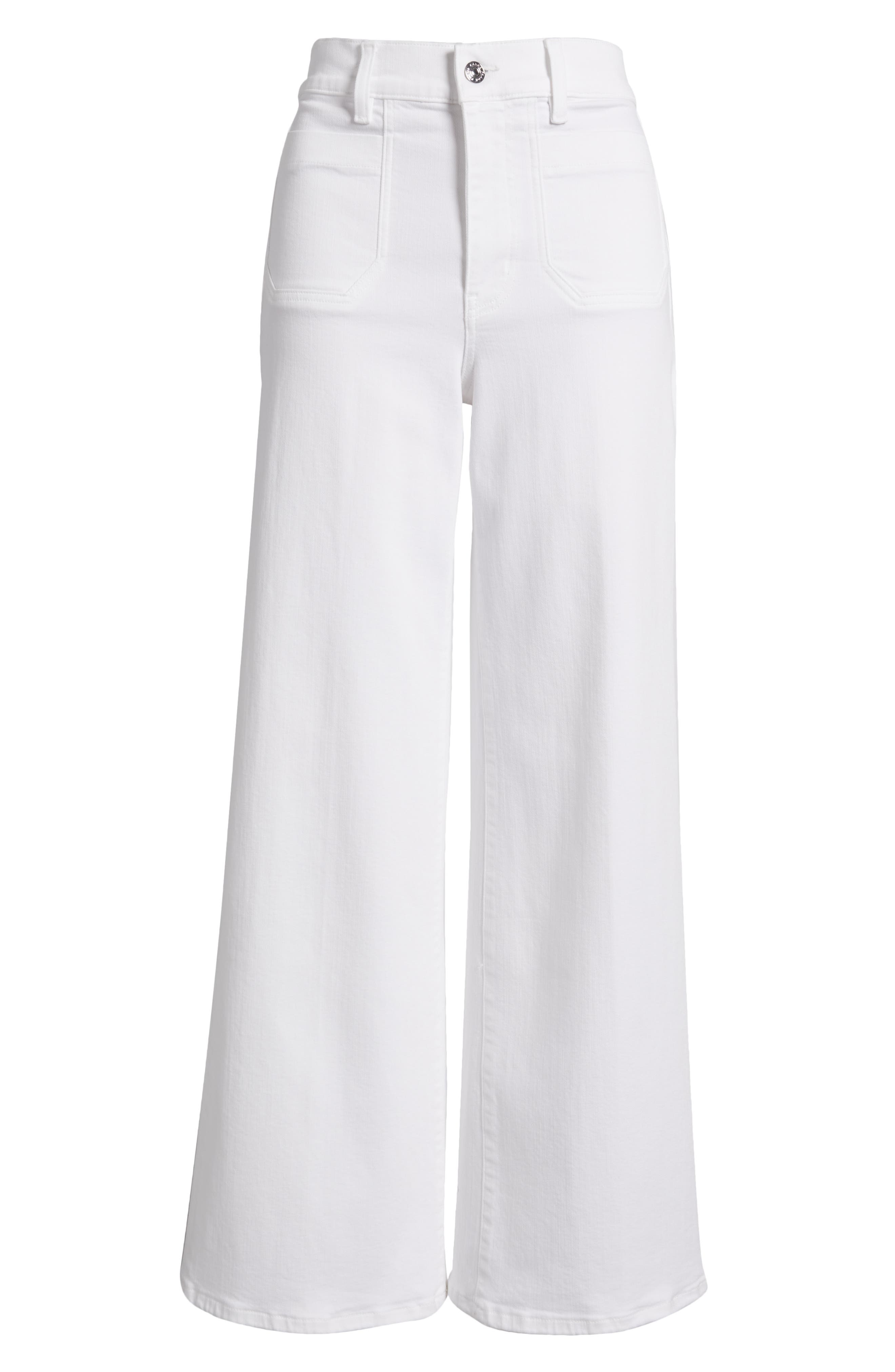 FRAME Le Slim Palazzo Patch Pocket High Waist Wide Leg Jeans in White at Nordstrom - 5