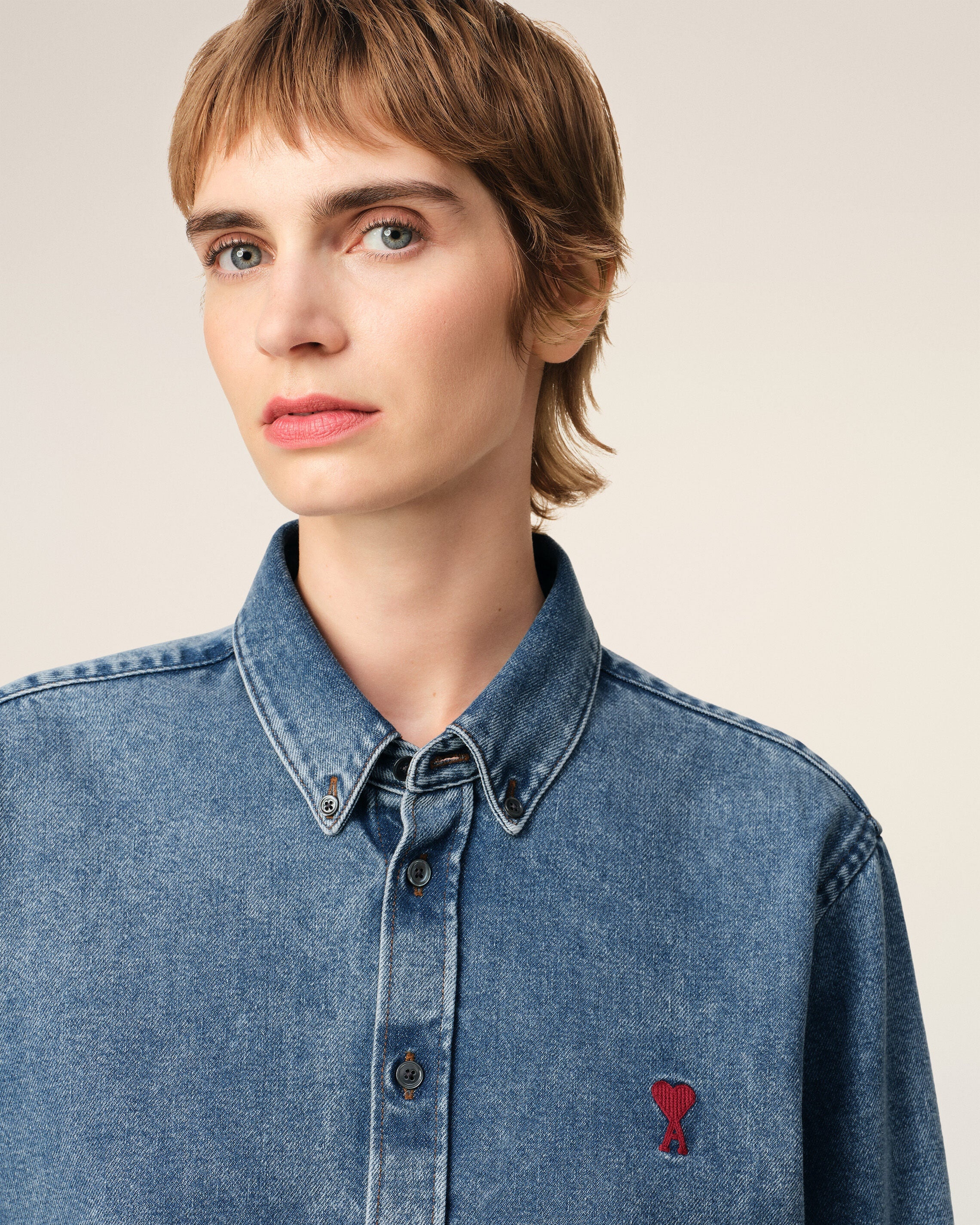BLUE DENIM BUTTON-DOWN AMI DE COEUR SHIRT - 4