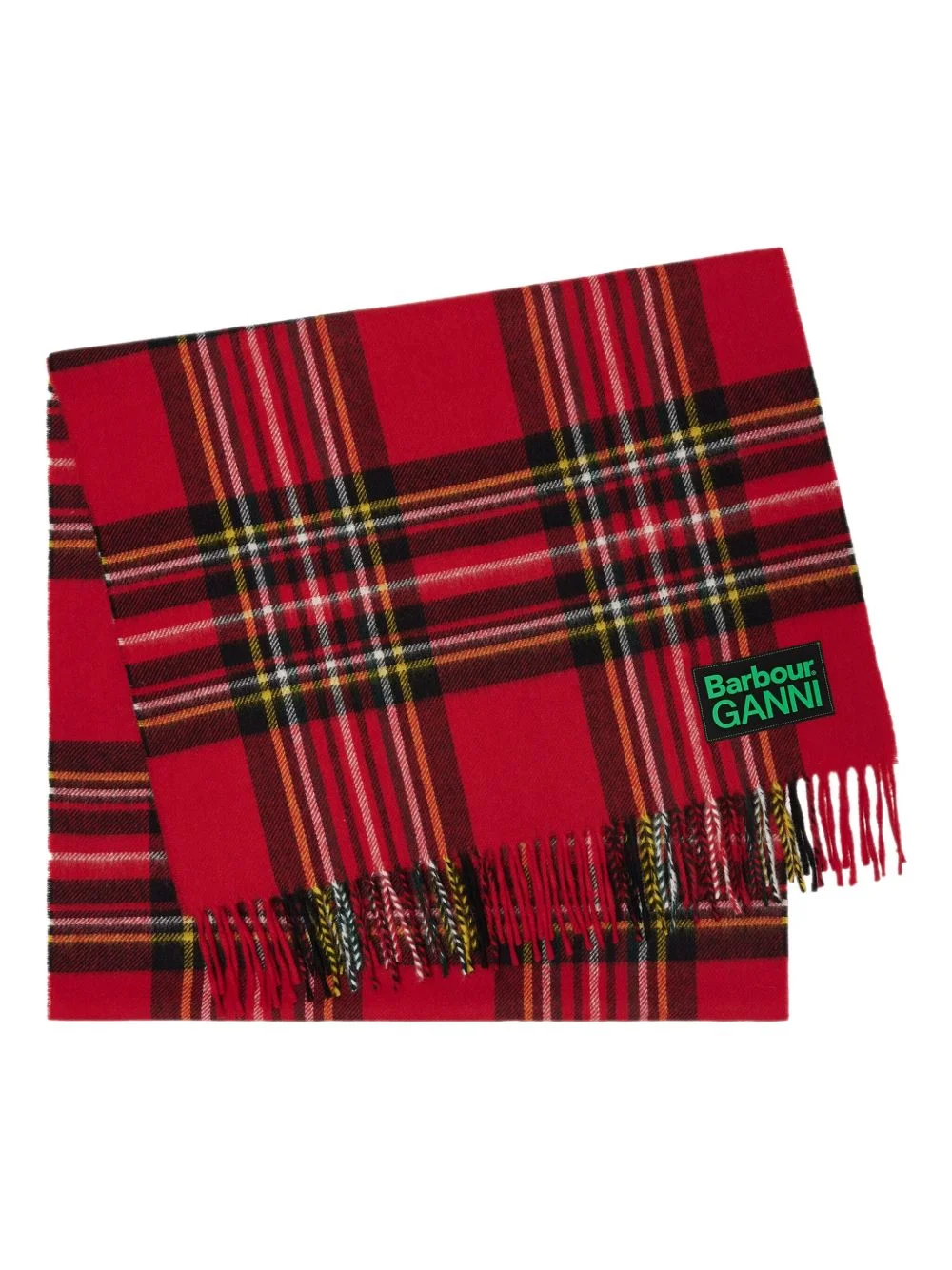 x Barbour tartan fringed scarf - 1