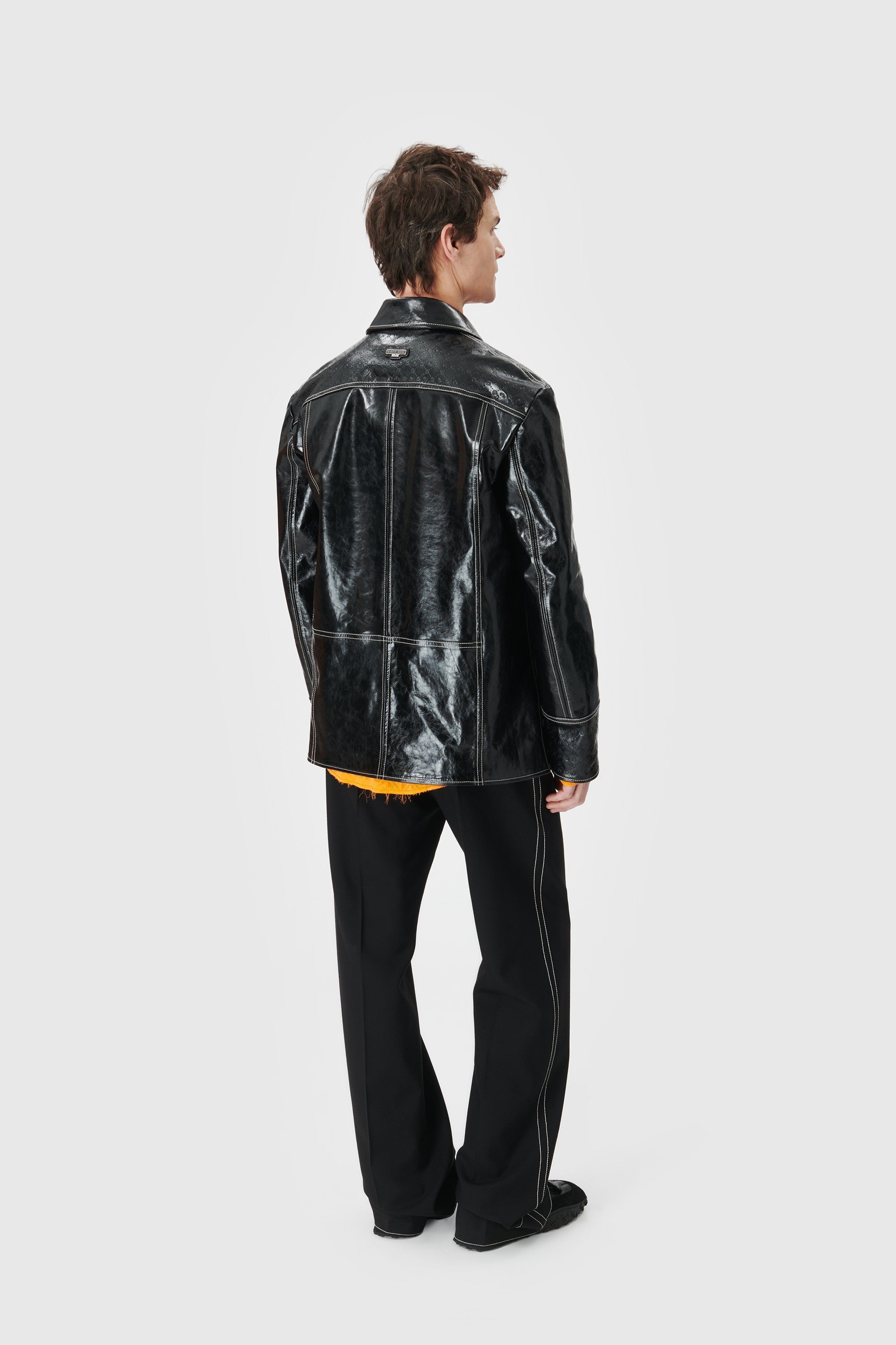 Embossed Leather Overshirt - 3