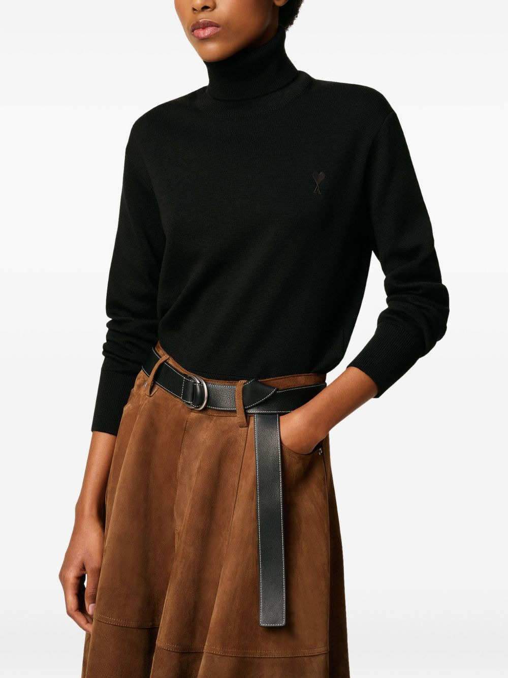 heart-embroidered turtleneck sweater - 5