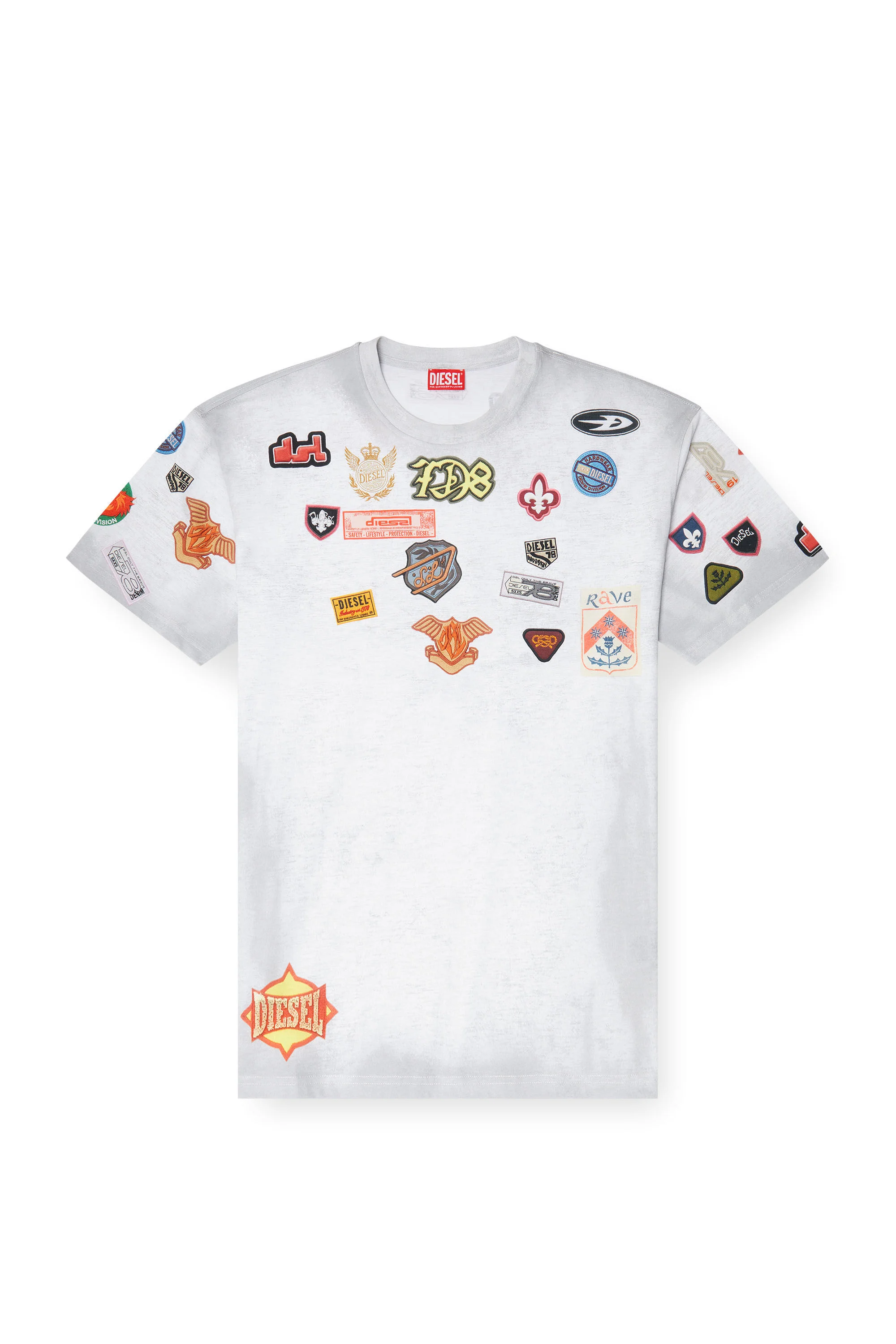 COTTON T-SHIRT WITH ALL-OVER PATCHES PRINT - 1