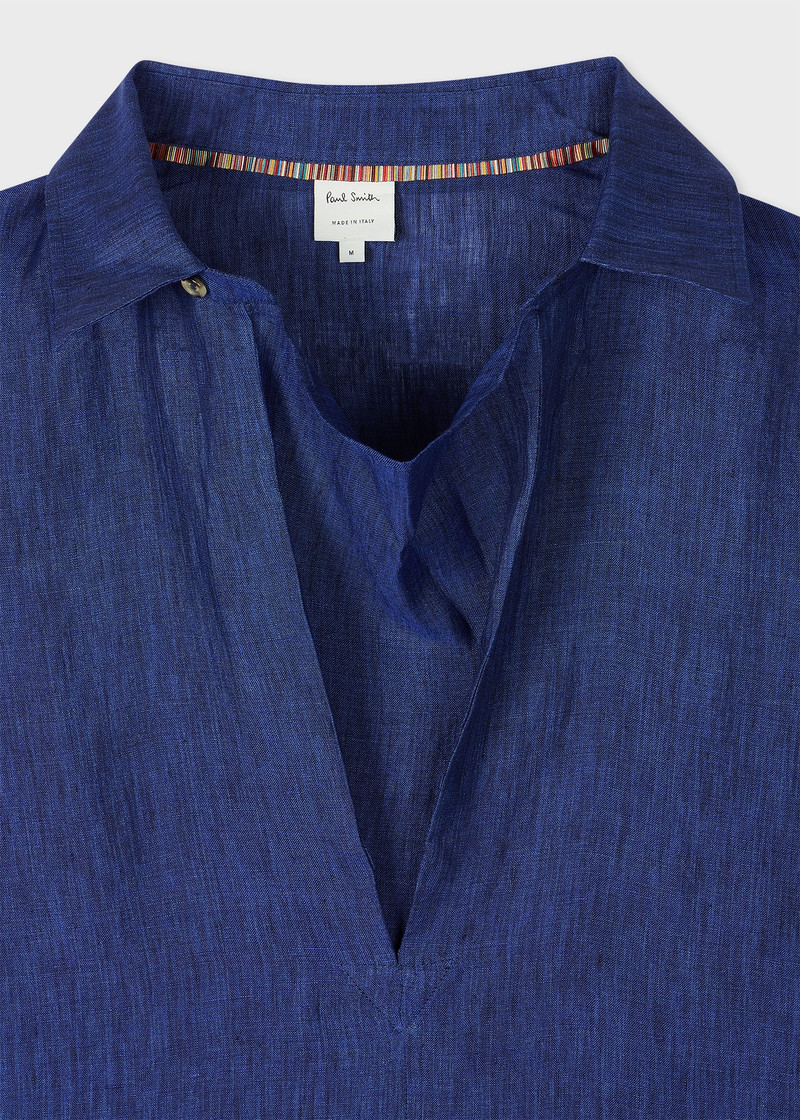 Paul Smith Indigo Linen Popover Shirt outlook
