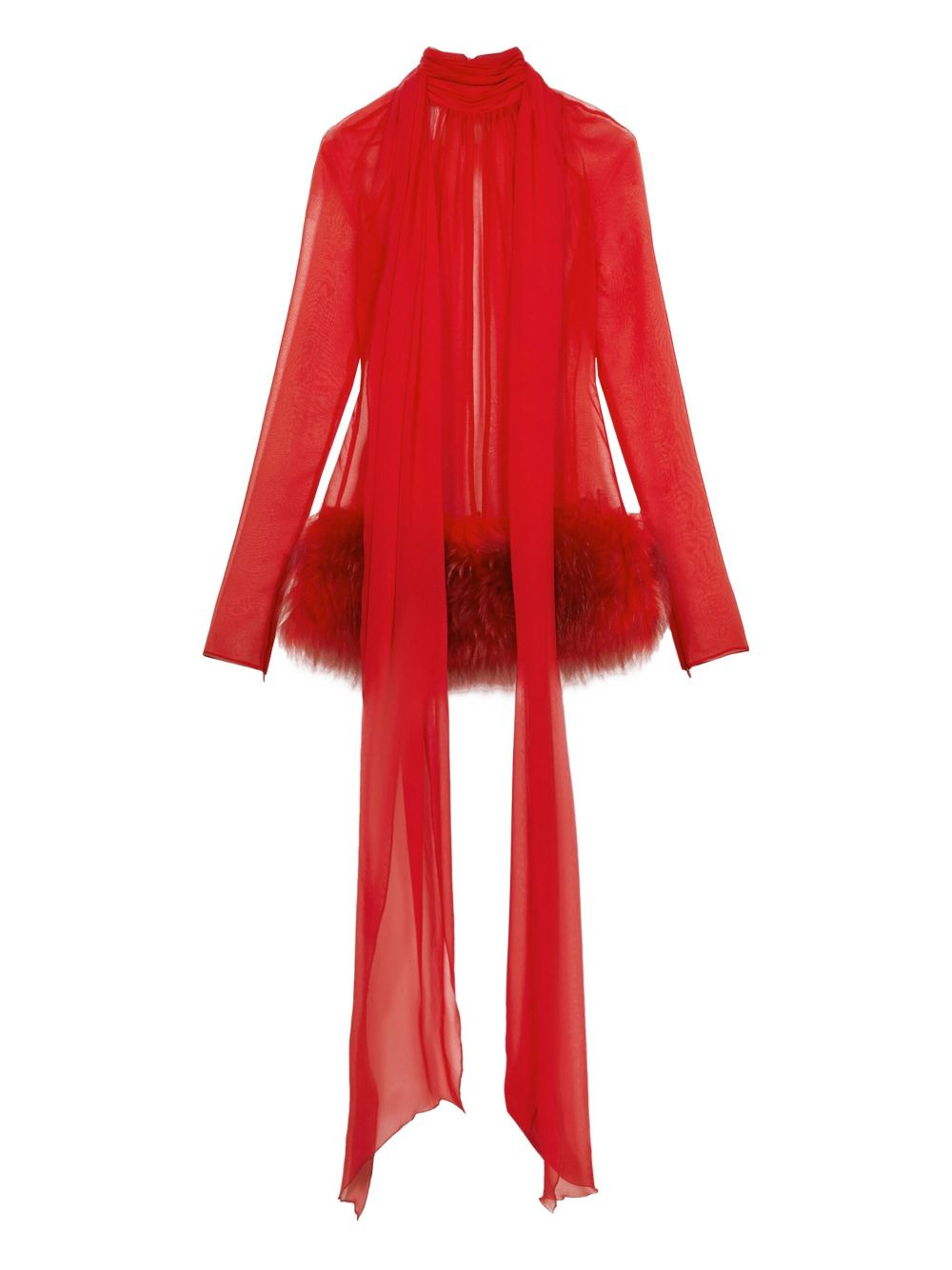high-neck long-sleeves mini dress - 1