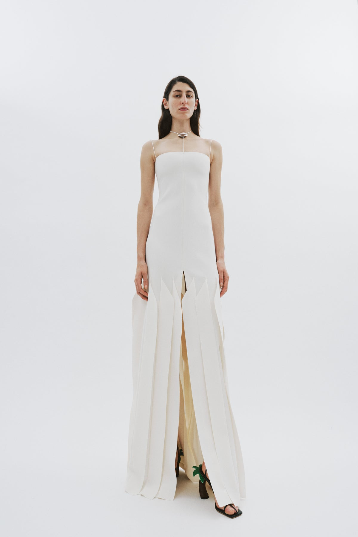 FULL LENGTH LIP CHOKER DRESS IVORY - 11