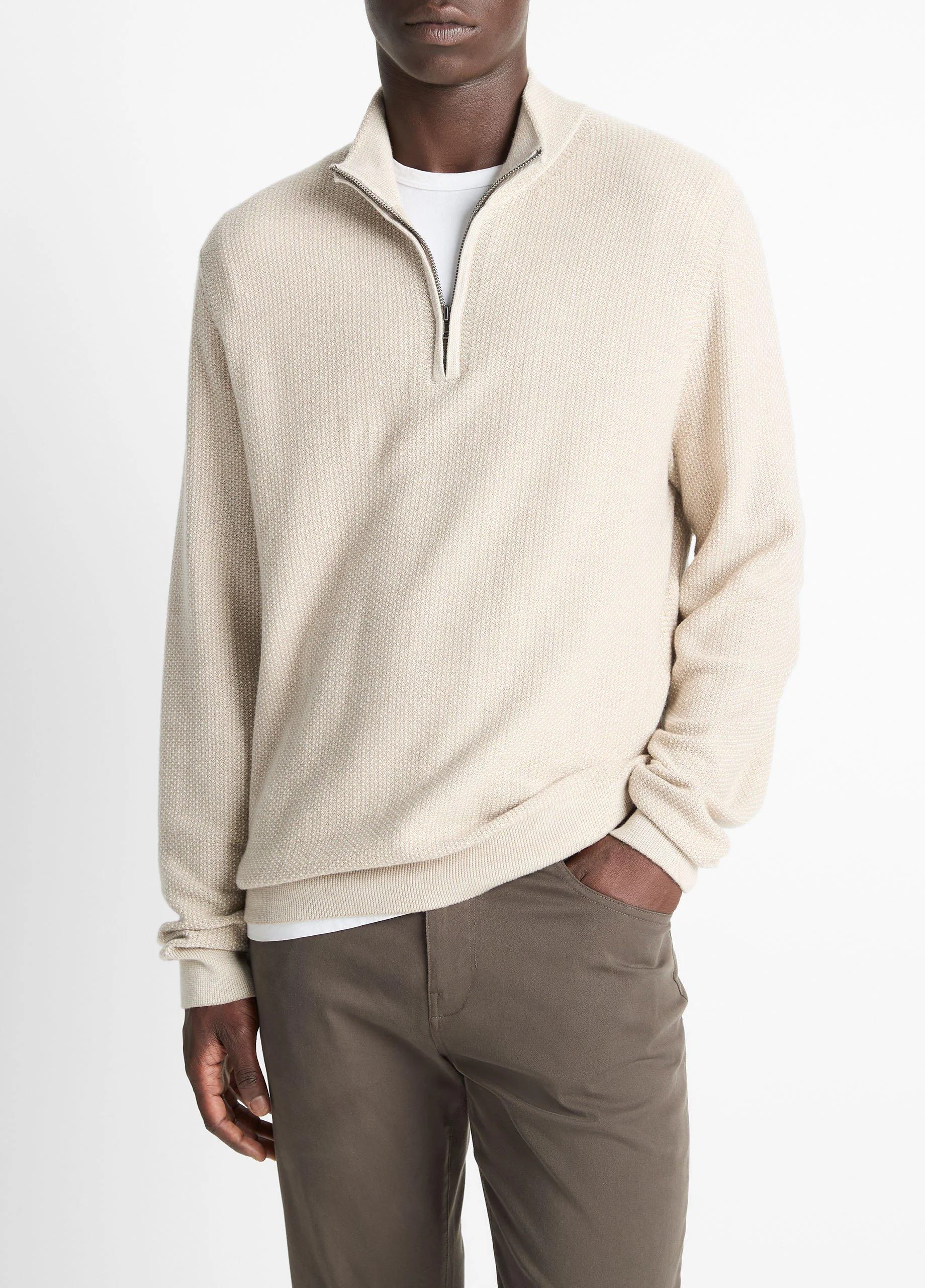 Geo-Jacquard Wool-Blend Quarter-Zip Sweater - 1