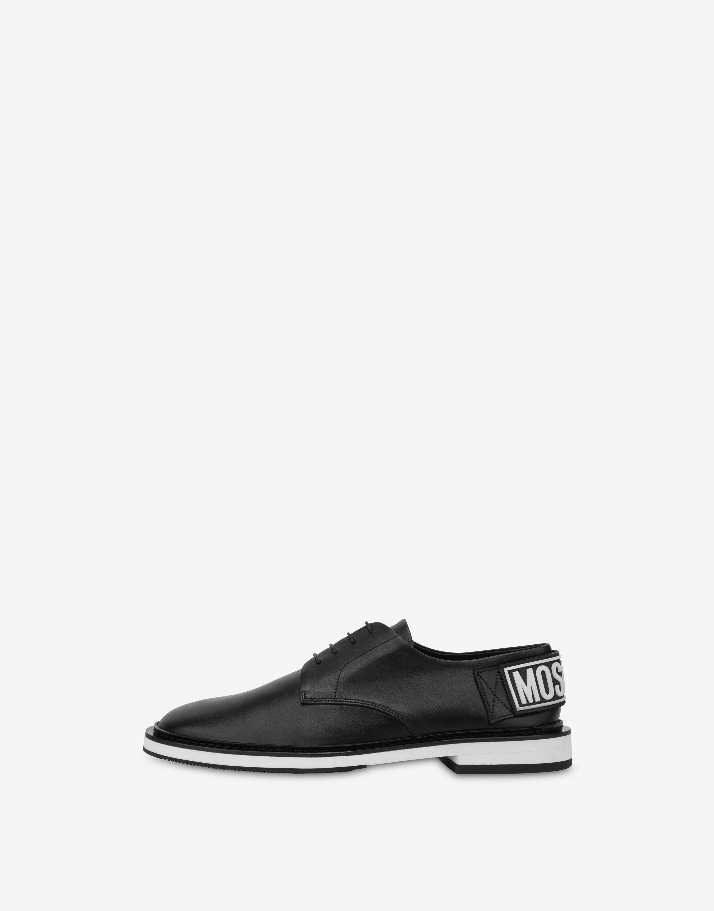 RUBBER LOGO CALFSKIN LACE-UP SHOES - 2