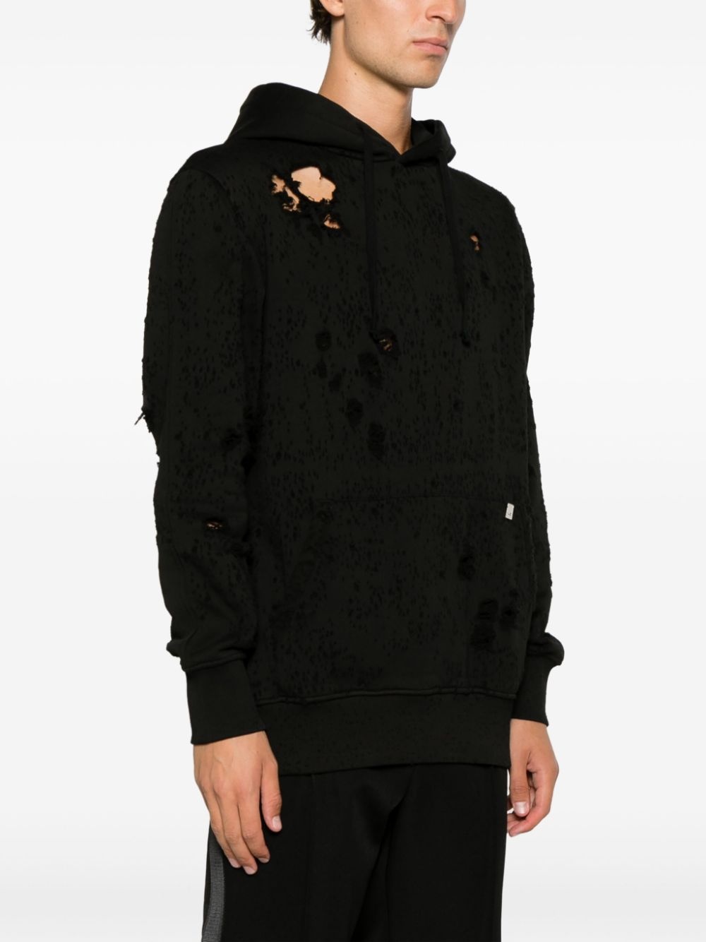 distressed-effect cotton hoodie - 3