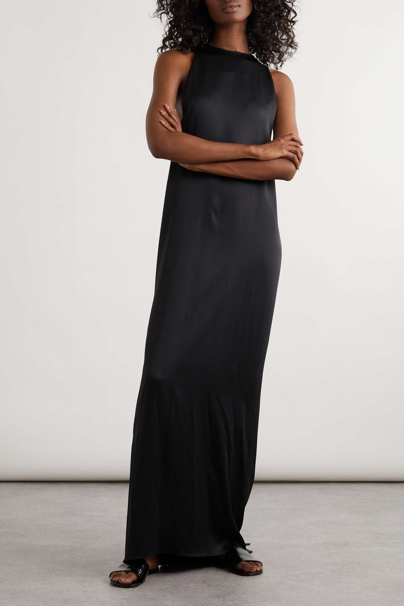 SAINT LAURENT Draped satin-crepe maxi dress | netaporter