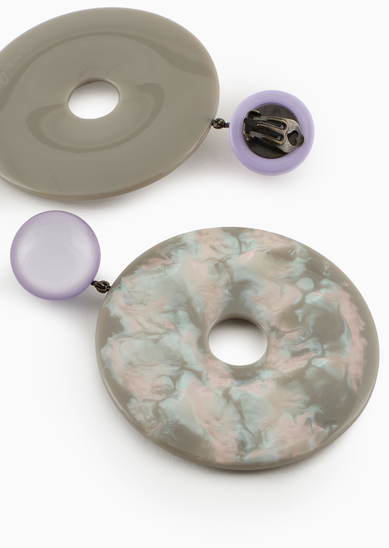 Clip-on earrings with resin pendant - 2