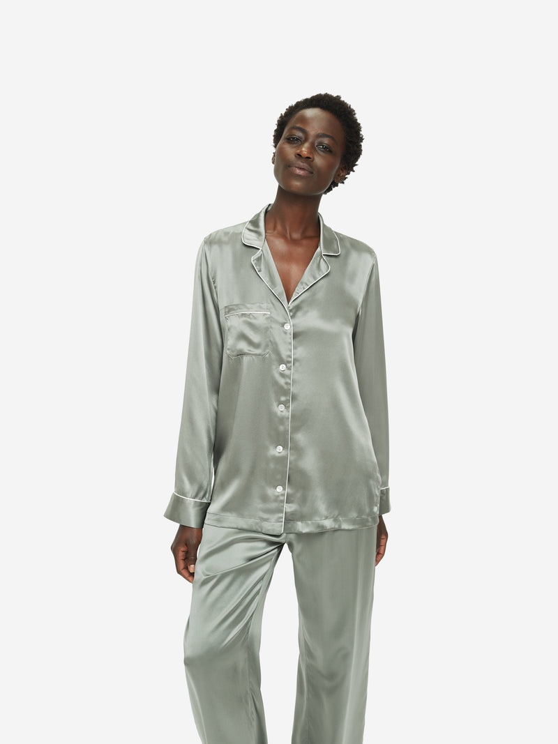 Women's Pyjamas Bailey Silk Satin Green - 4
