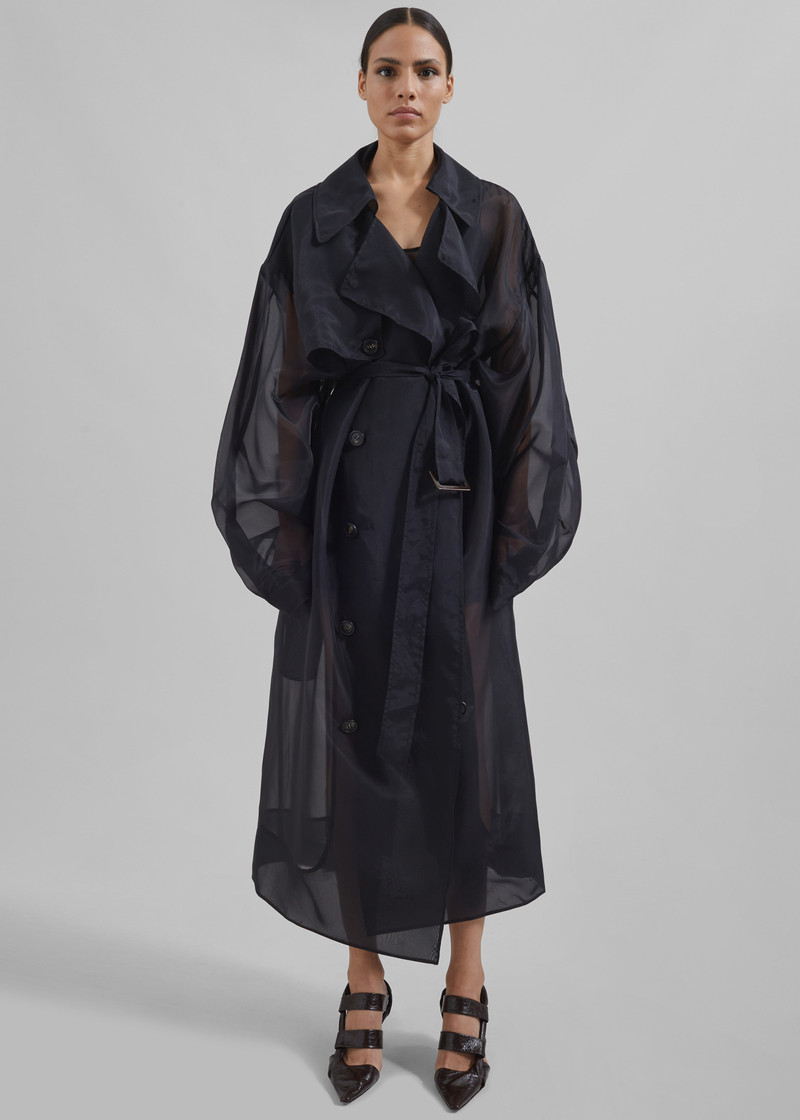 Mavis Oversized Sheer Trench - Black 4