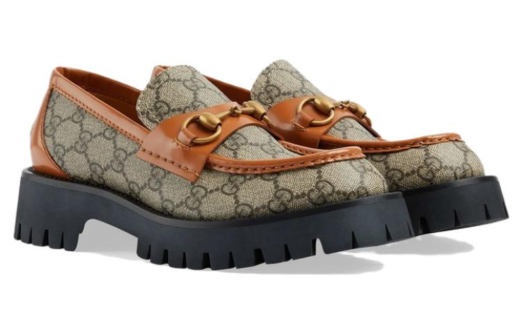 (WMNS) Gucci GG Canvas Platform Loafers Horsebit 'Brown Leather' 723283-FAA0Q-9790 - 3