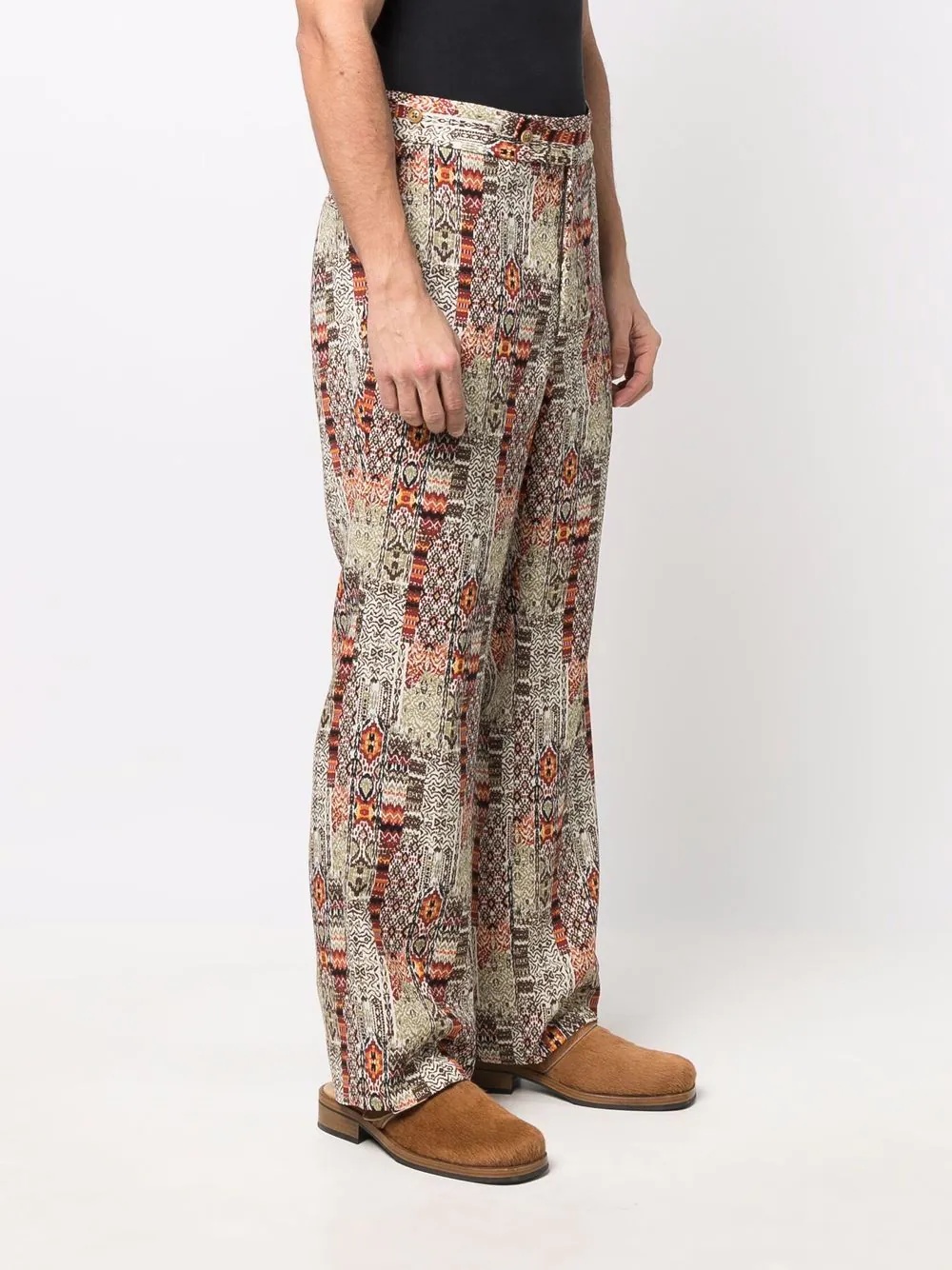 geometric-print four-pocket straight trousers - 3