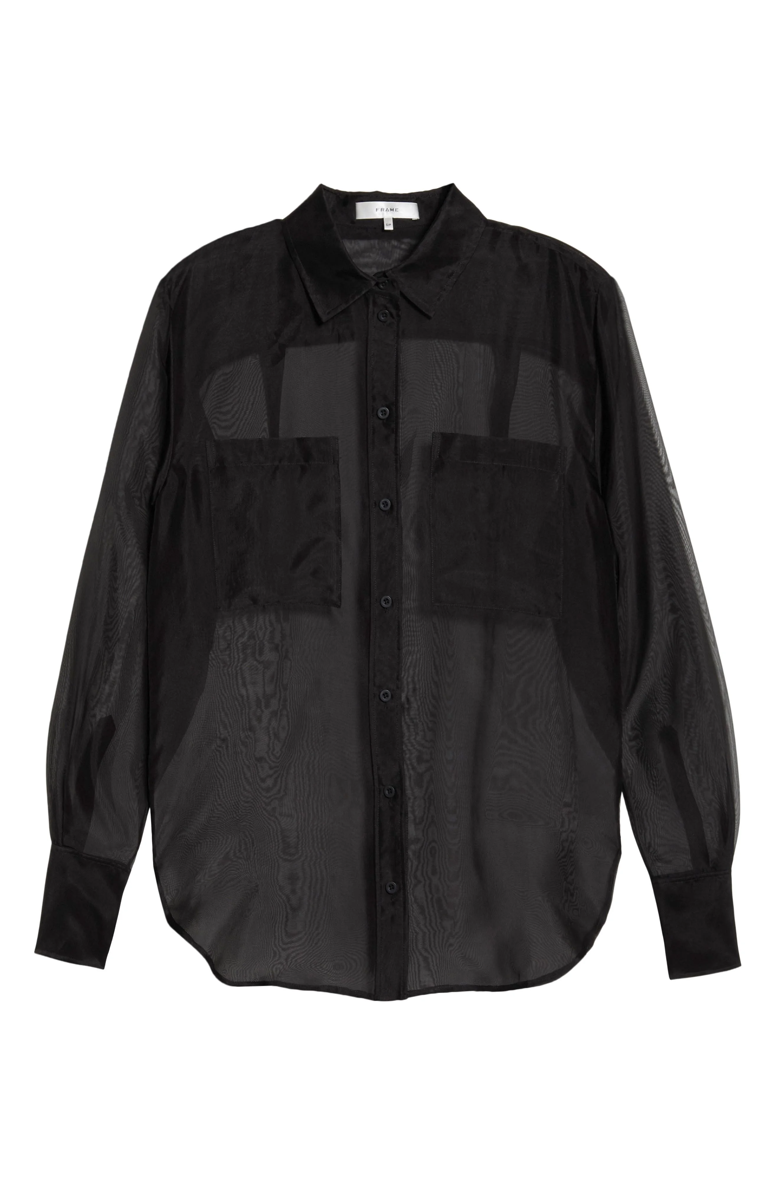 FRAME The Silk Organza Button-Up Shirt in Black at Nordstrom - 1