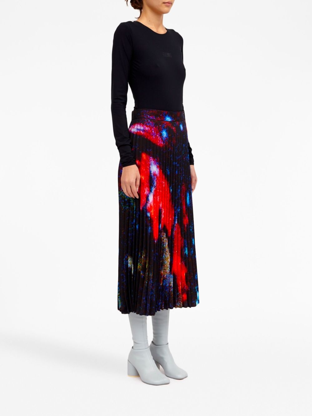abstract-print pleated skirt - 3
