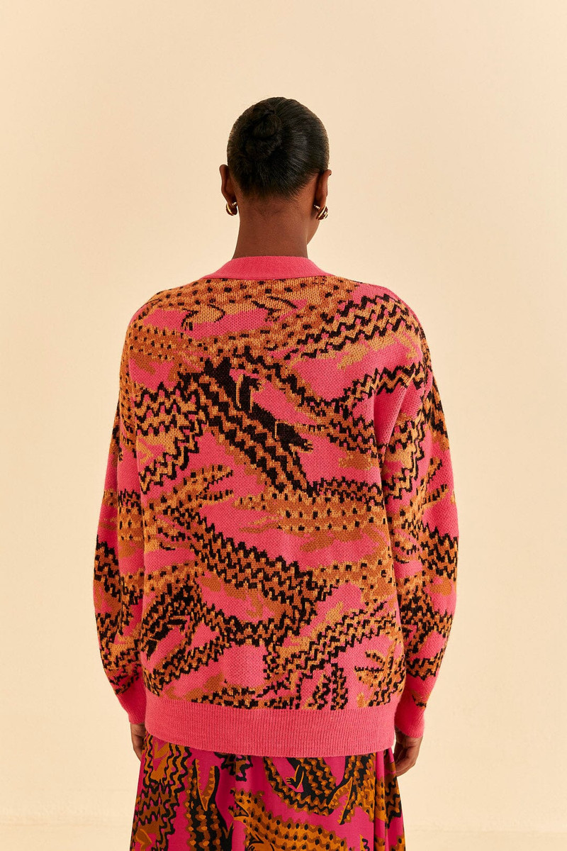 Pink Croco Knit Cardigan 4