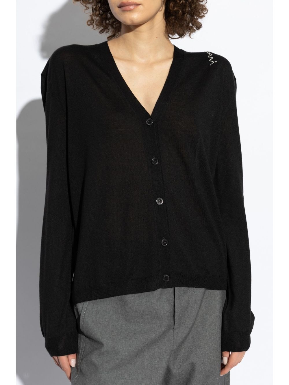 embroidered-logo cardigan - 3