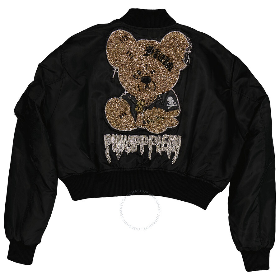 Philipp Plein Ladies Black Teddy Bear Bomber Jacket - 2