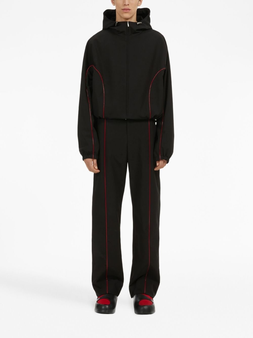 contrast-piping drawstring lightweight jacket - 2