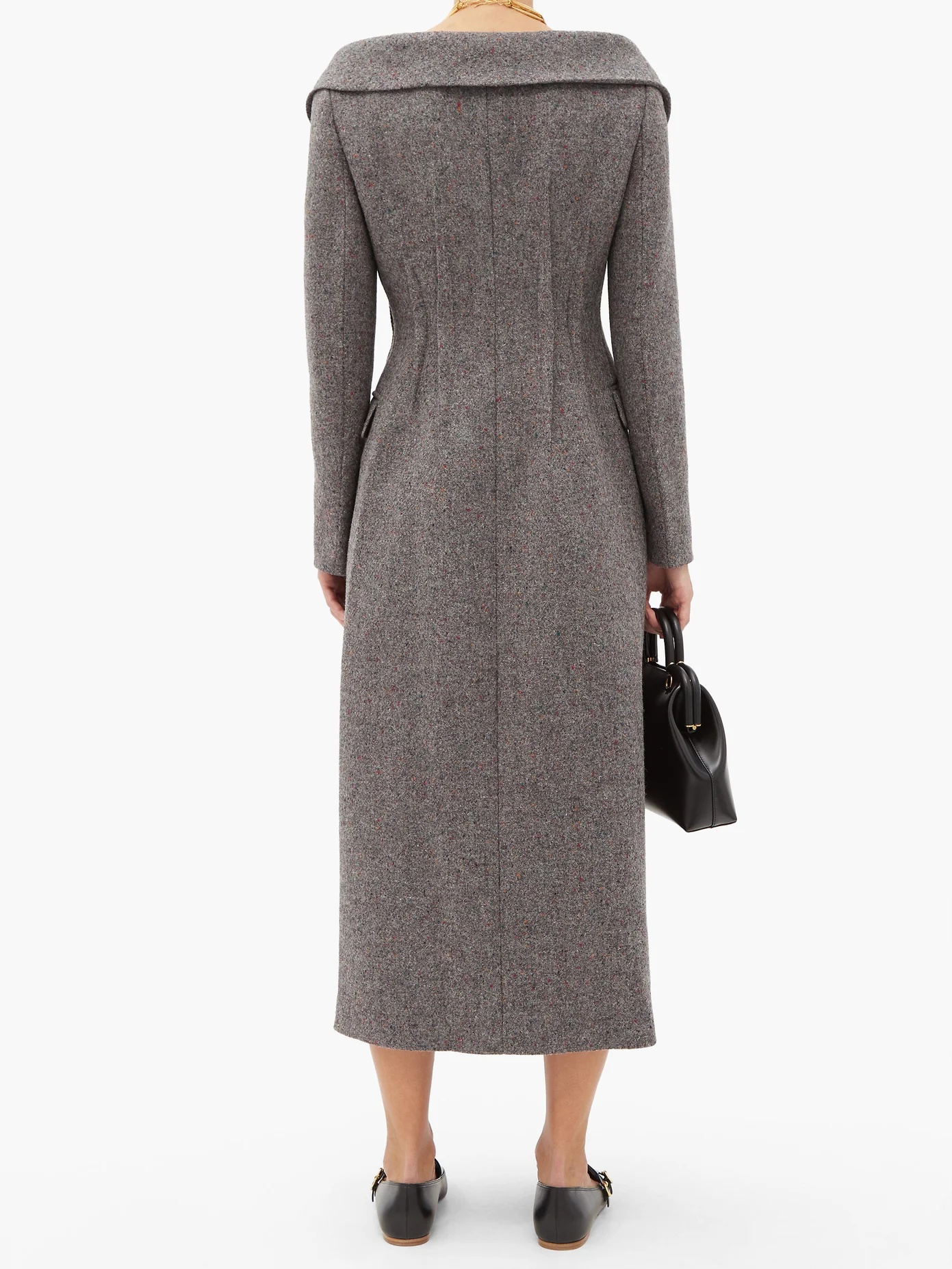 Barbara off-shoulder wool-blend coat - 5