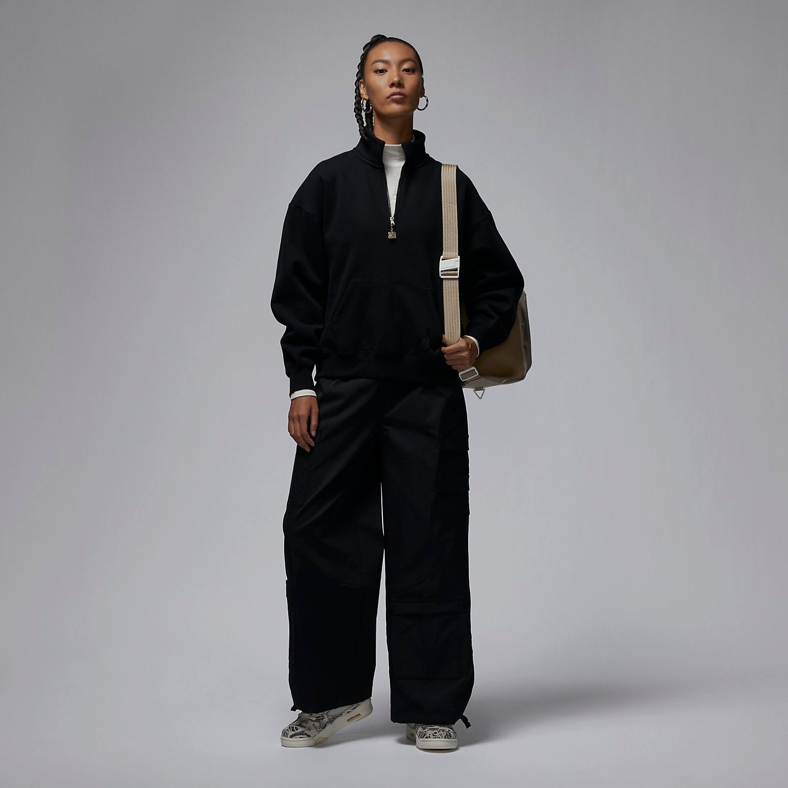 (WMNS) Air Jordan Flight Fleece Top 'Black' FD7222-010 - 5