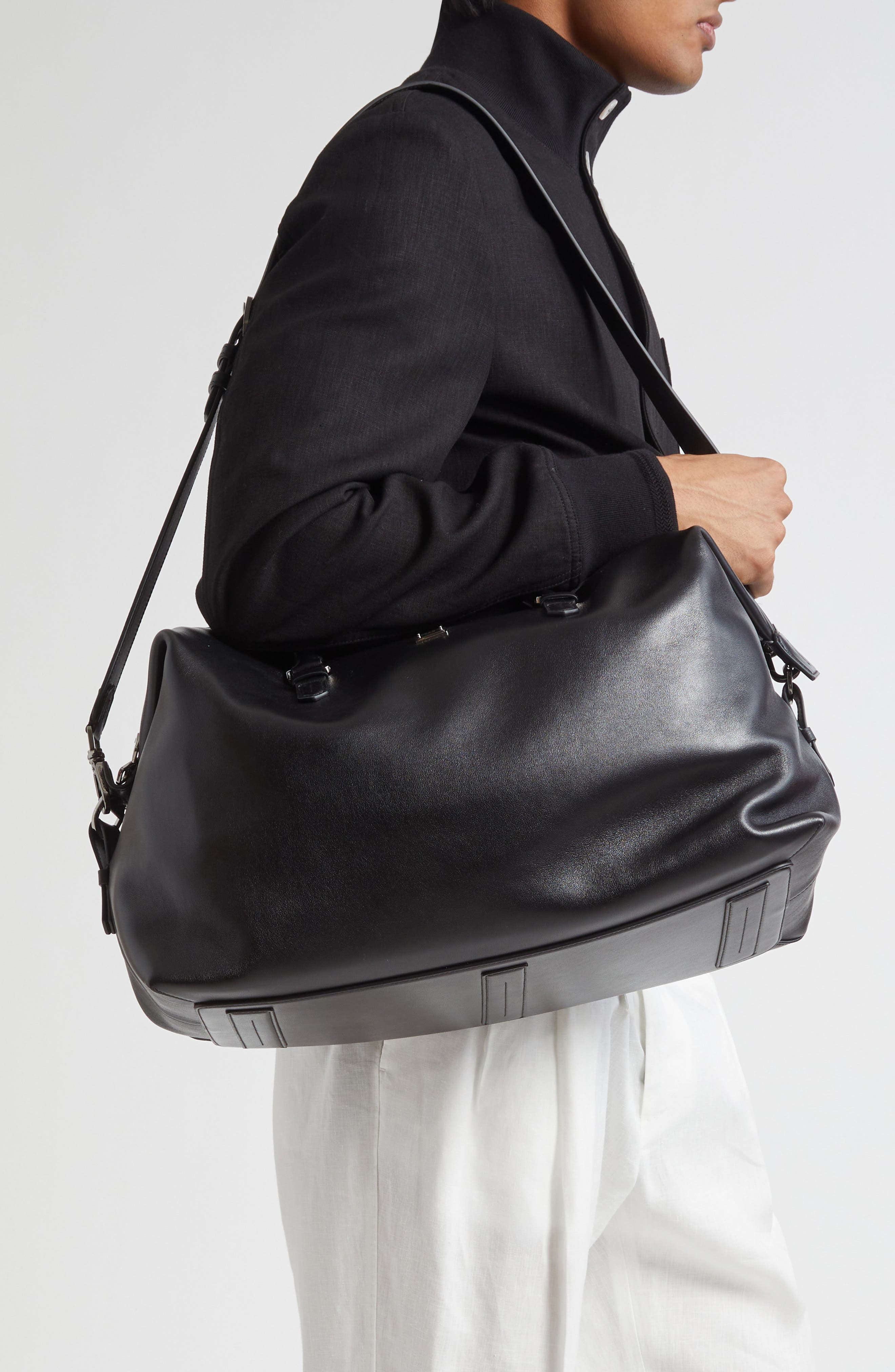 Dolce&Gabbana Roma Leather Duffle Bag in 80999 Nero at Nordstrom - 2