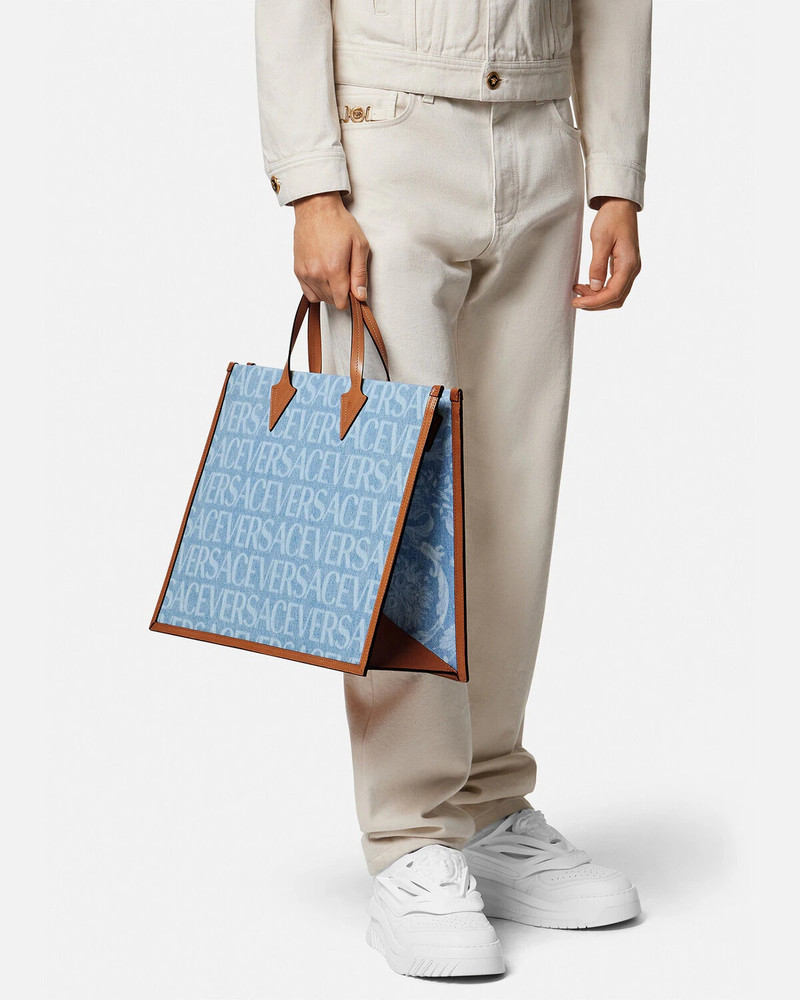 Versace Allover Denim Tote Bag 6