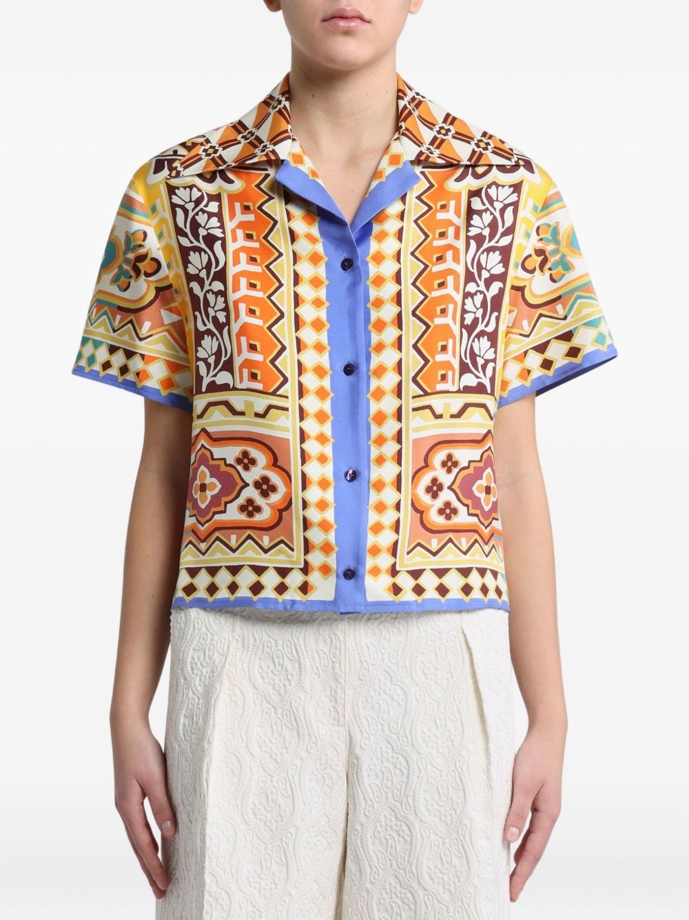 floral-print silk shirt - 3