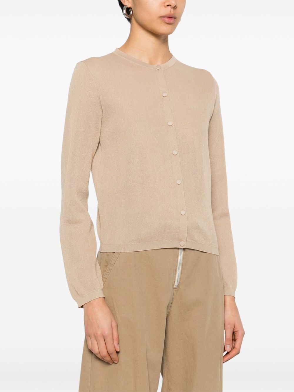 logo-embroidered cardigan - 3
