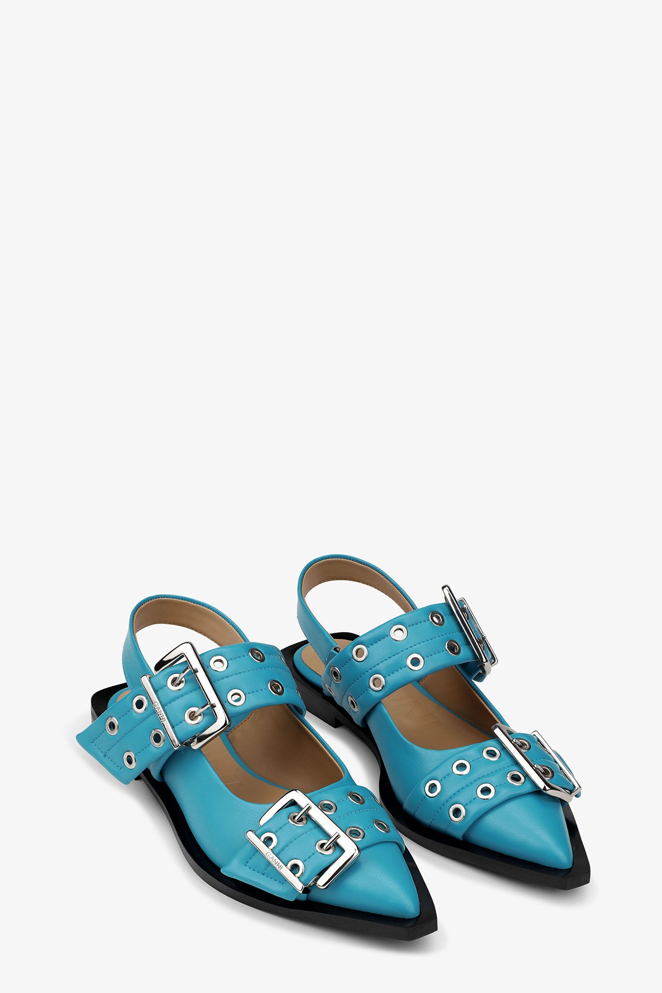 BLUE FEMININE BUCKLE BALLERINAS - 2