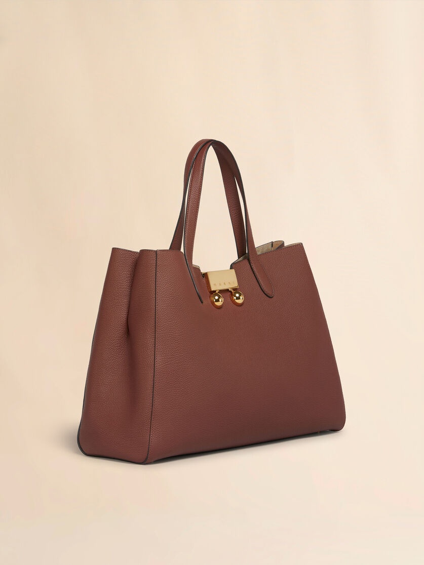 BRICK RED LEATHER TRUNKAROO TOTE MEDIUM HANDBAG - 3
