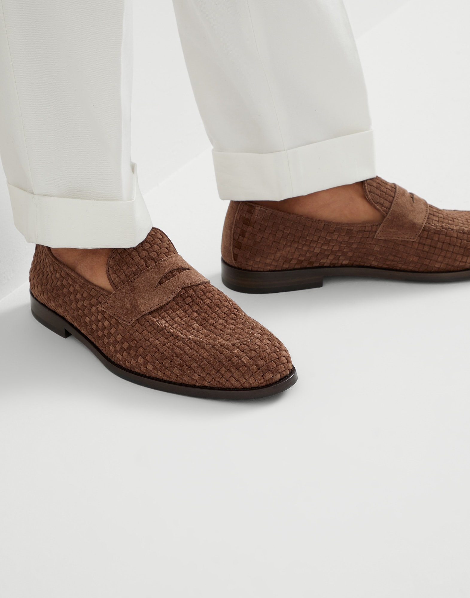 【関税＆送料込み】Brunello Cucinelli Braided Loafer Brunello Cucinelli Braided suede penny loafers | REVERSIBLE