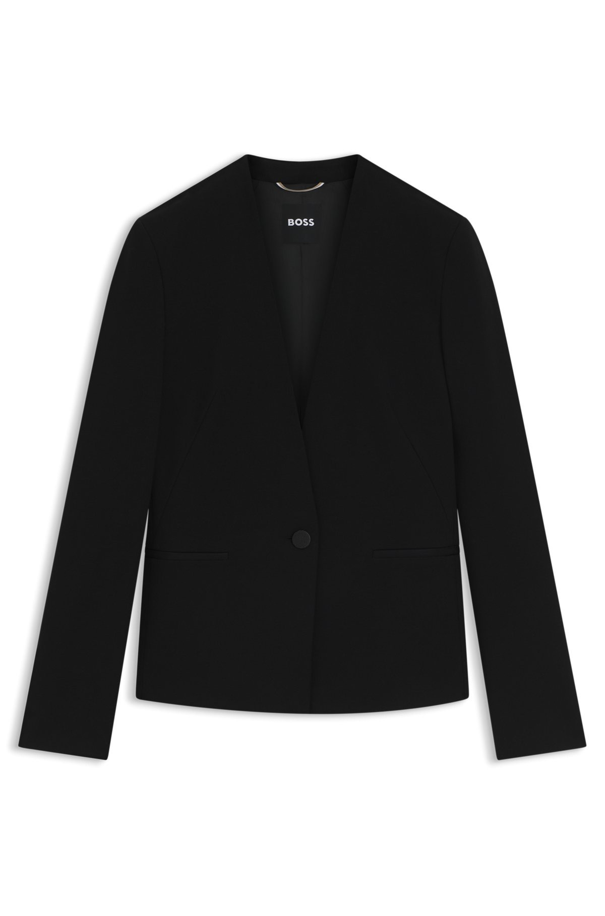 COLLARLESS REGULAR-FIT BLAZER WITH HARDWARE BUTTON - 1