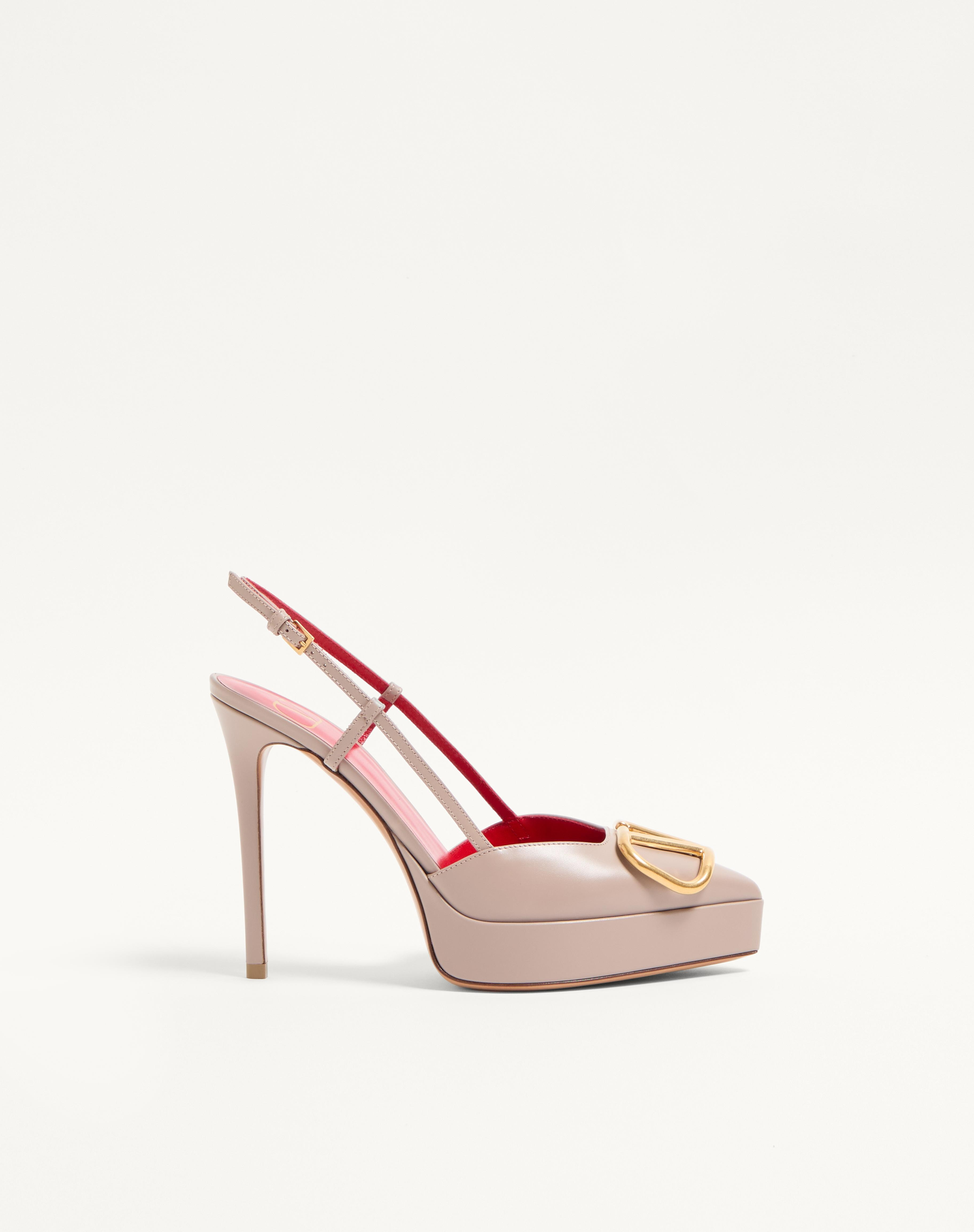 VLOGO SIGNATURE CALFSKIN SLINGBACK PLATFORM PUMP 120MM - 1