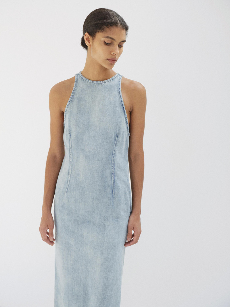 FADED SELVEDGE LIGHT DENIM DRESS 3