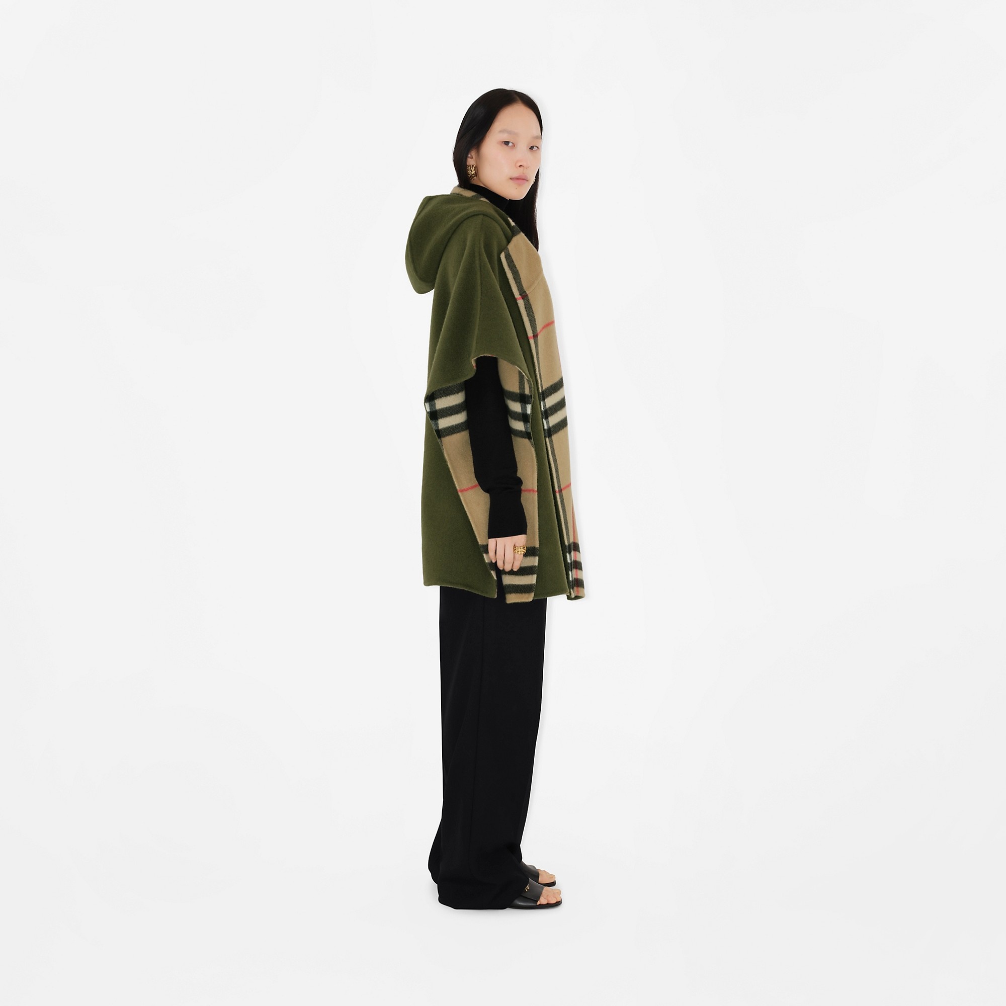 Cashmere Reversible Hooded Cape - 3