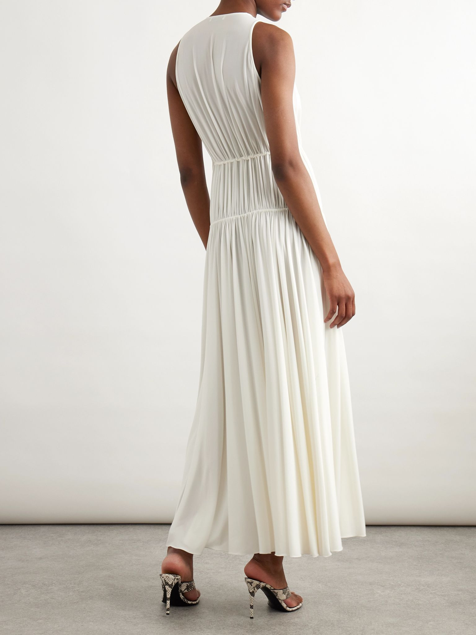 Gathered jersey maxi dress Off-white - 3