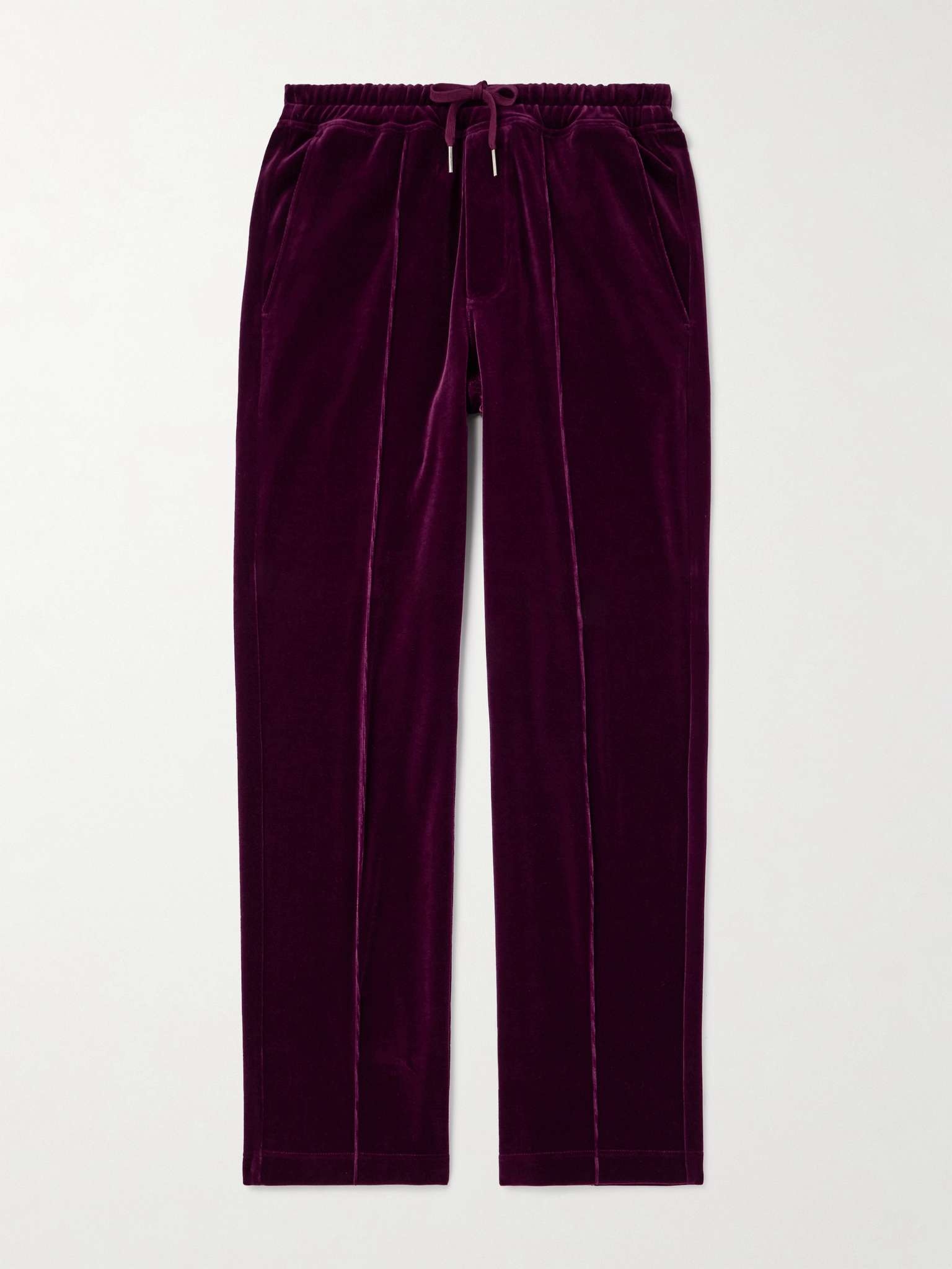 Straight-Leg Cotton-Blend Velour Track Pants - 1