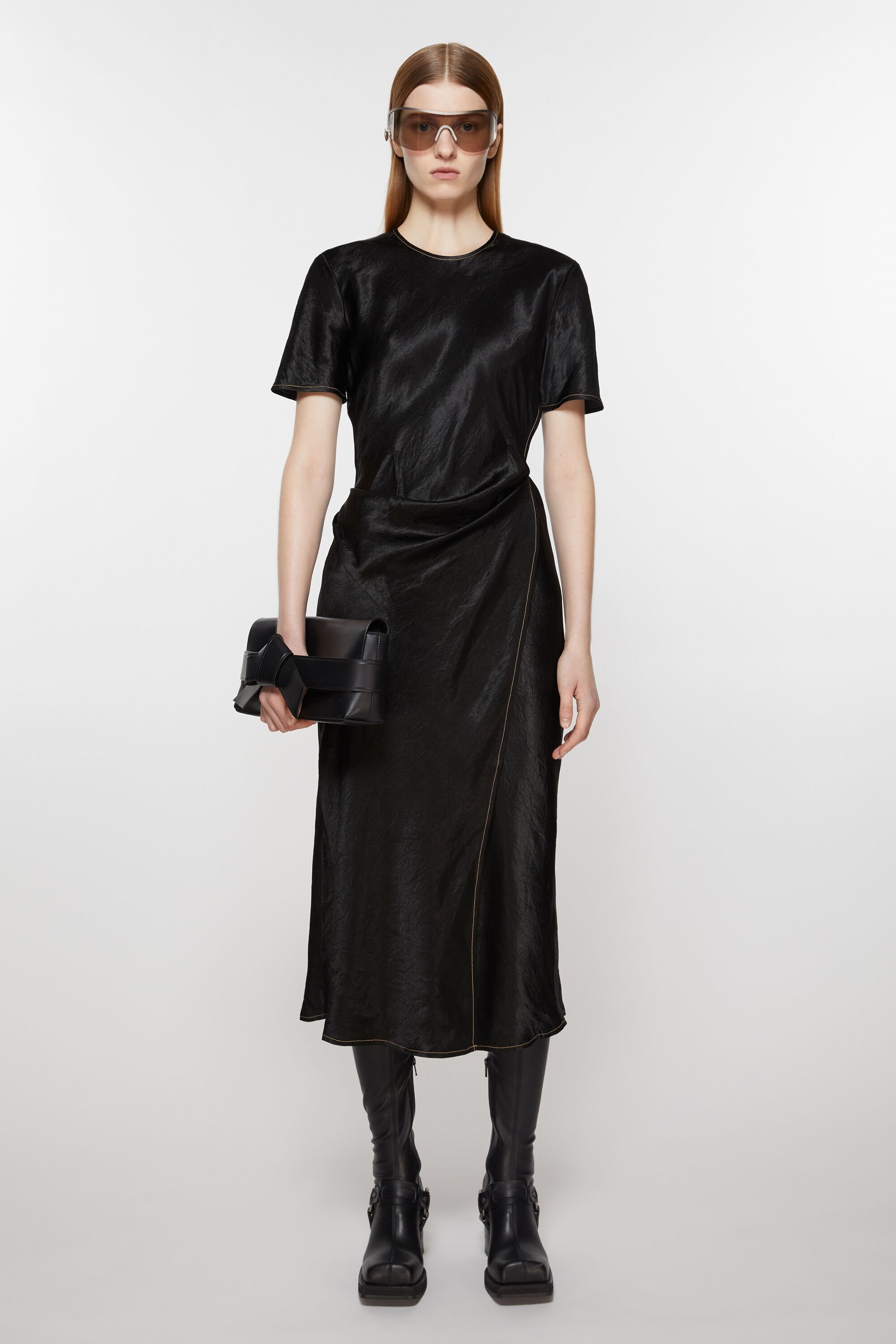 ワンピース ACNE STUDIOS Women Dresses A20720A20720 900 BLACK Acne Studios - Satin Dress - Black