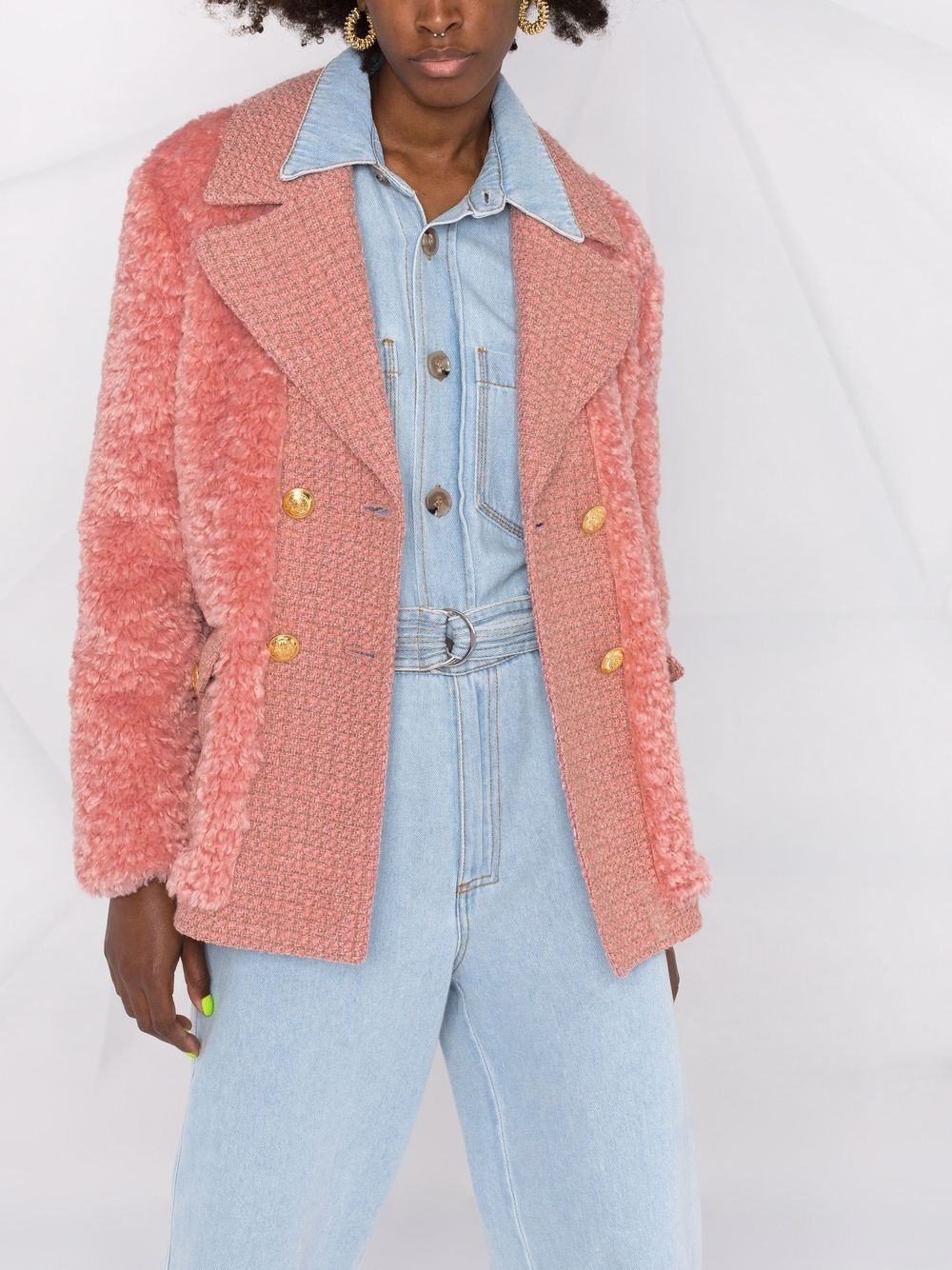 textured double-breasted blazer - 5