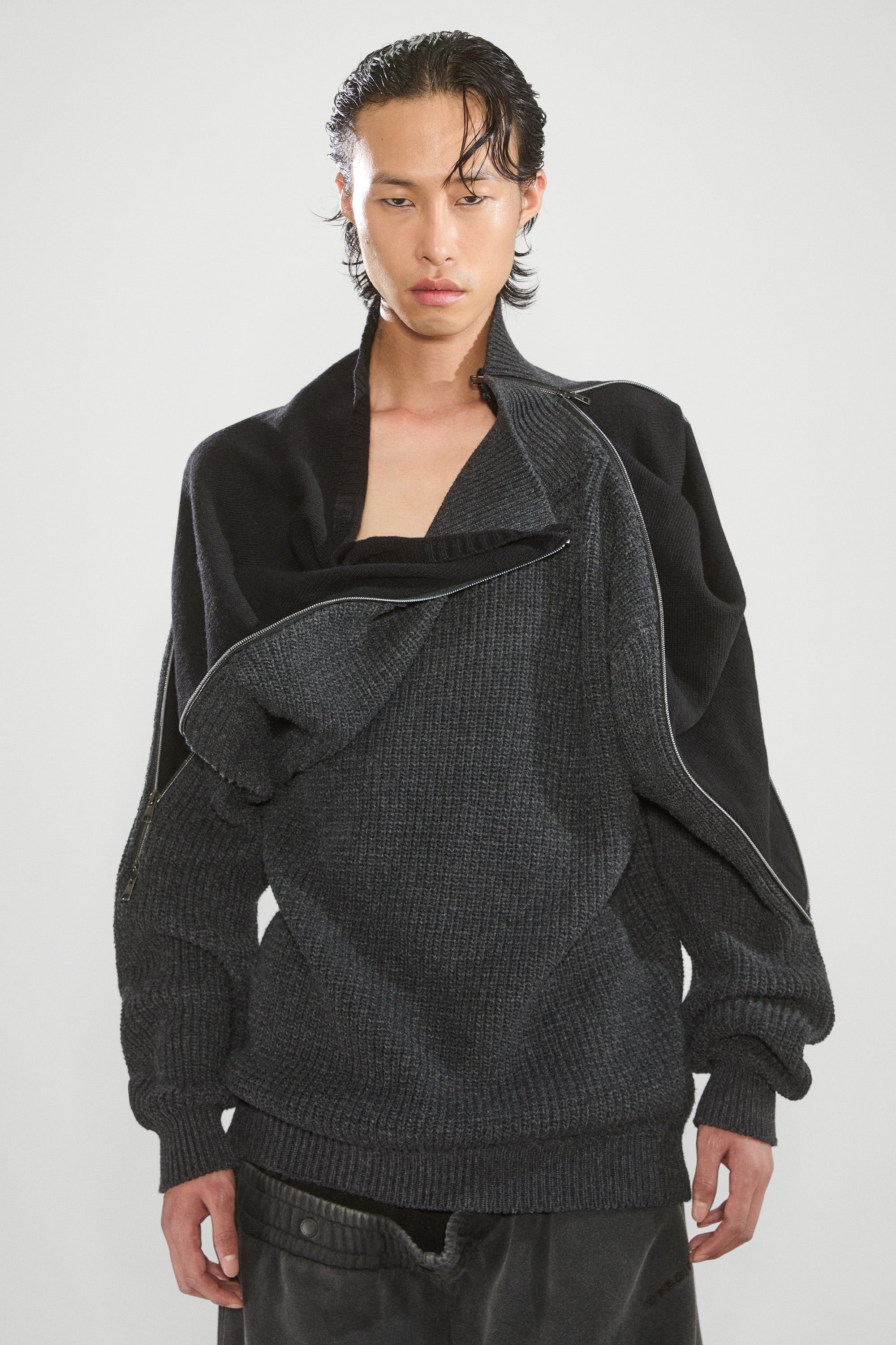 Zip Insert High Neck Pullover - 3