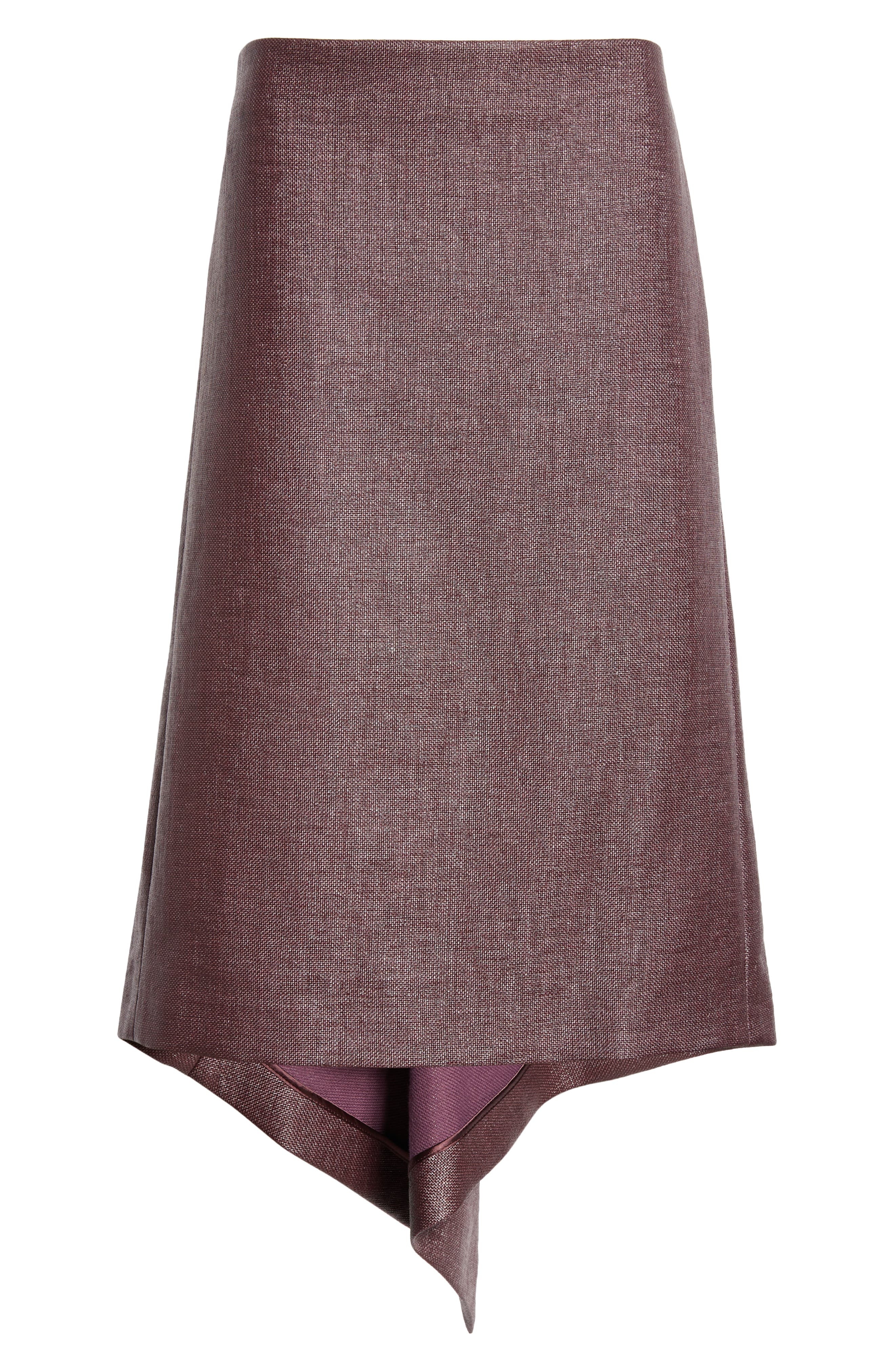FERRAGAMO Asymmetric Cascade Detail Skirt in Oxblood at Nordstrom - 6
