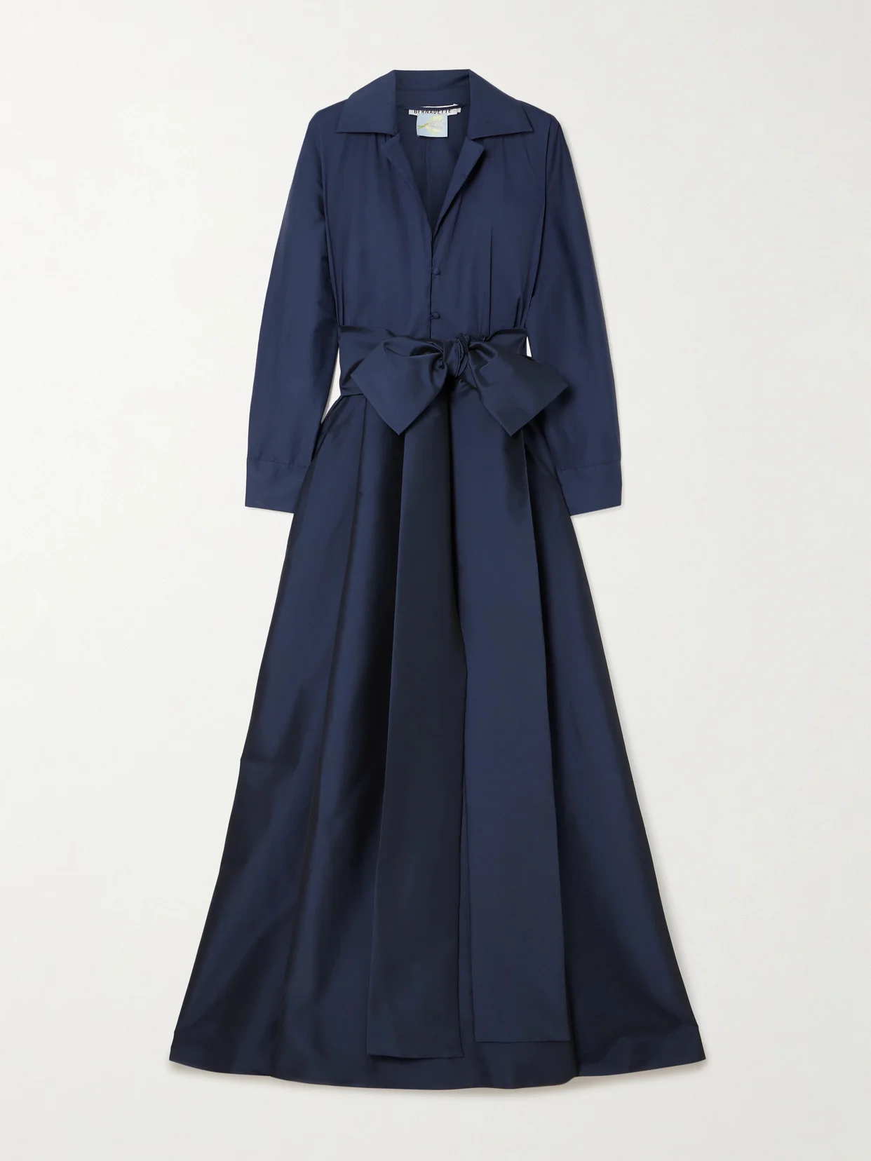 Beatrice Belted Taffeta Maxi Shirt Dress - 1
