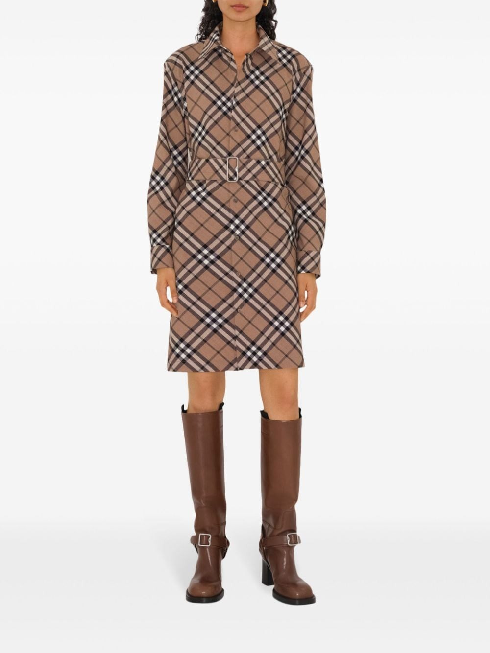 Check wool blend chemisier dress - 2