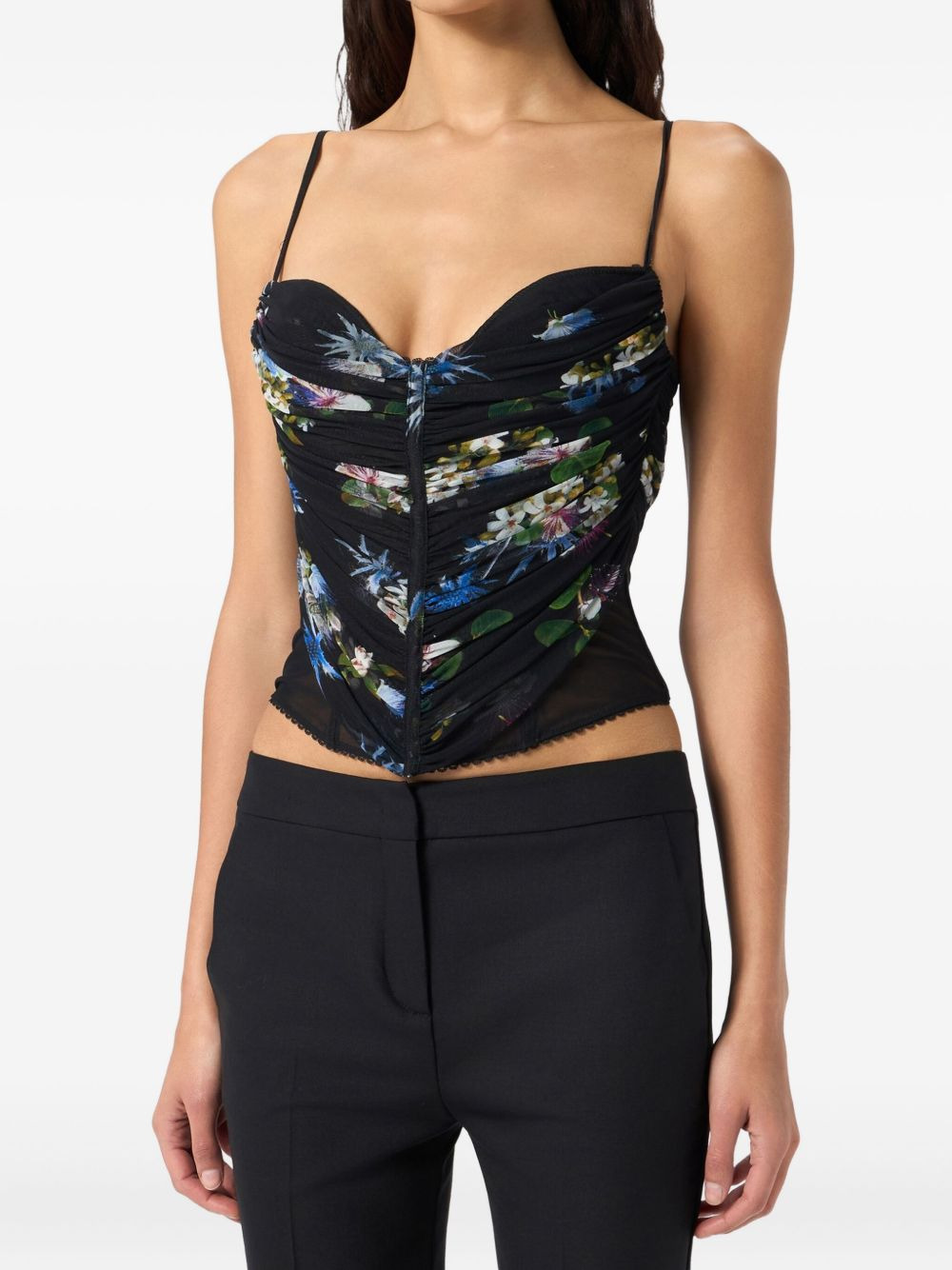 floral-print ruched top - 3