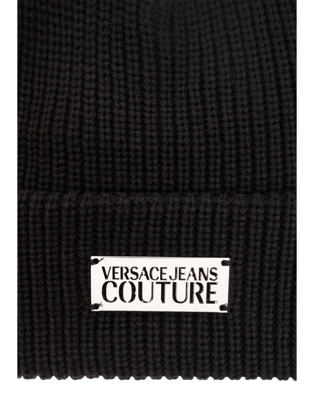 logo-plaque knitted beanie - 4