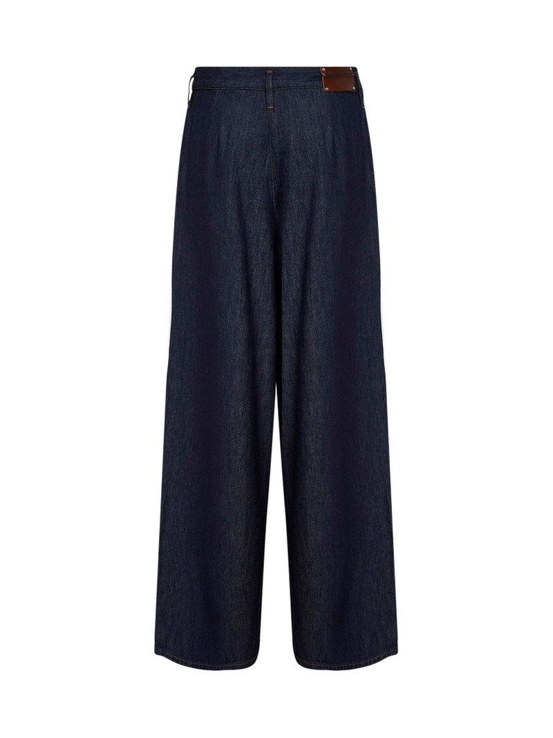 Dries Van Noten Indigo denim wide-leg pleated jeans outlook